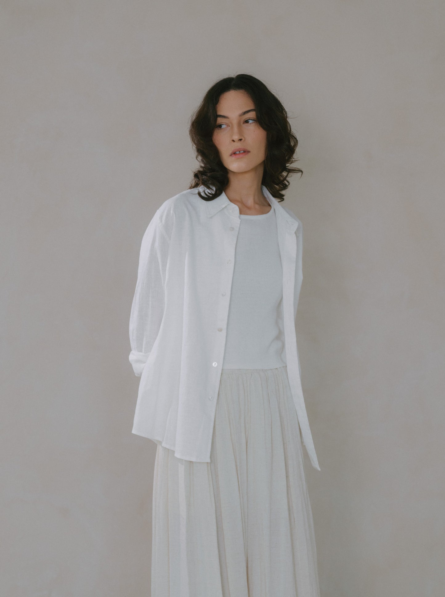 Pleated Linen Flare Palazzo