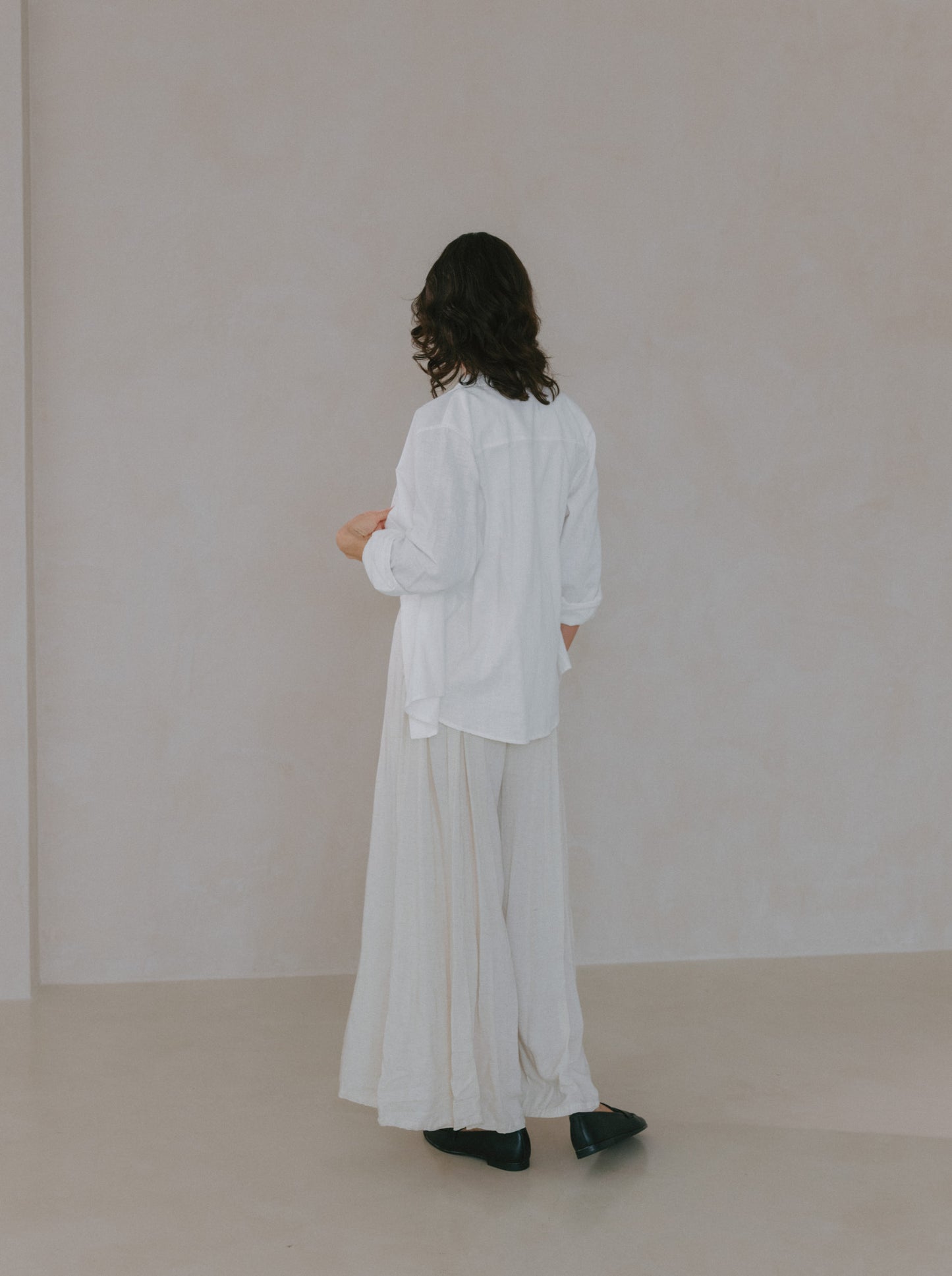 Pleated Linen Flare Palazzo