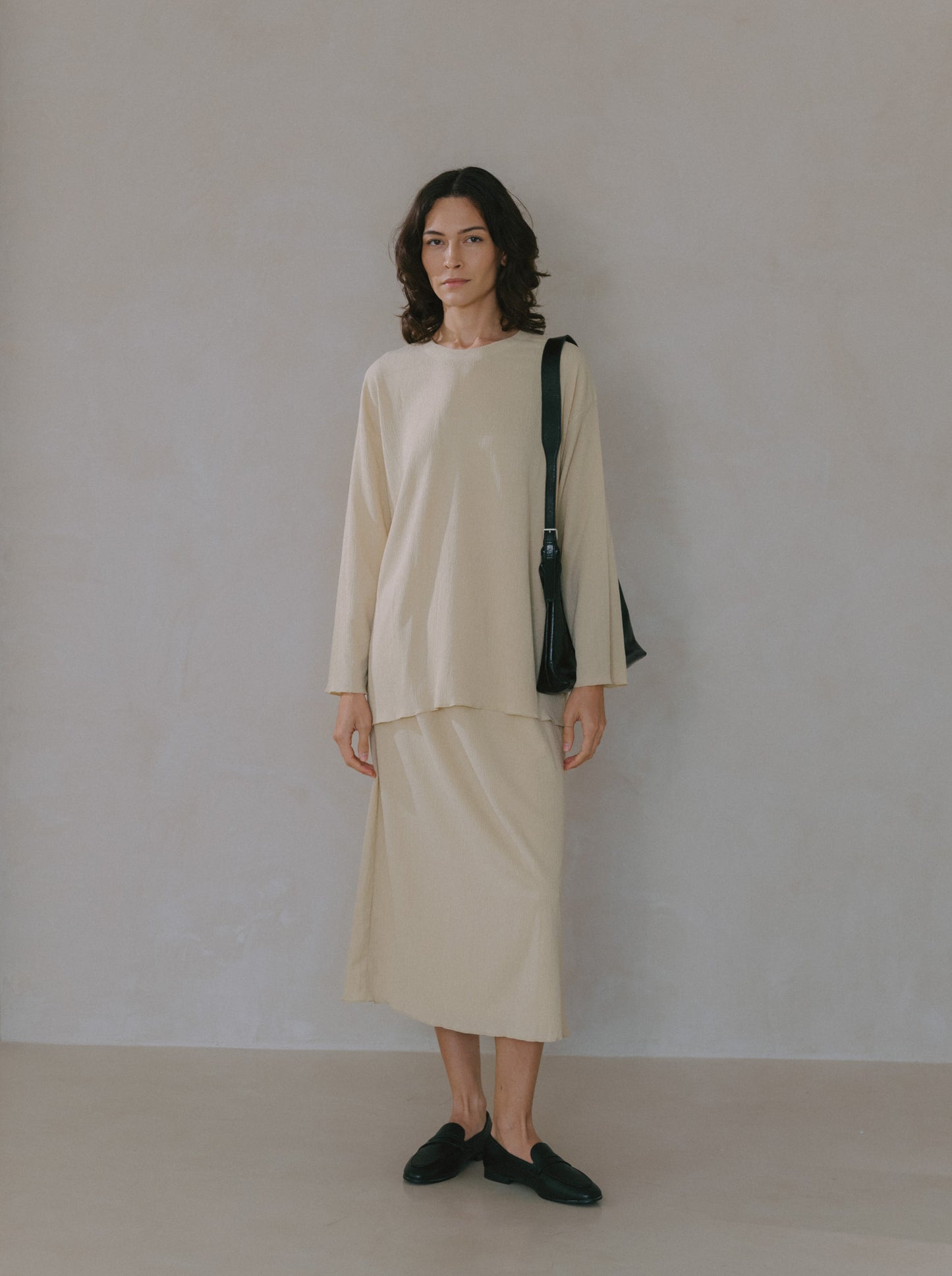 Pleat Long Sleeve Top
