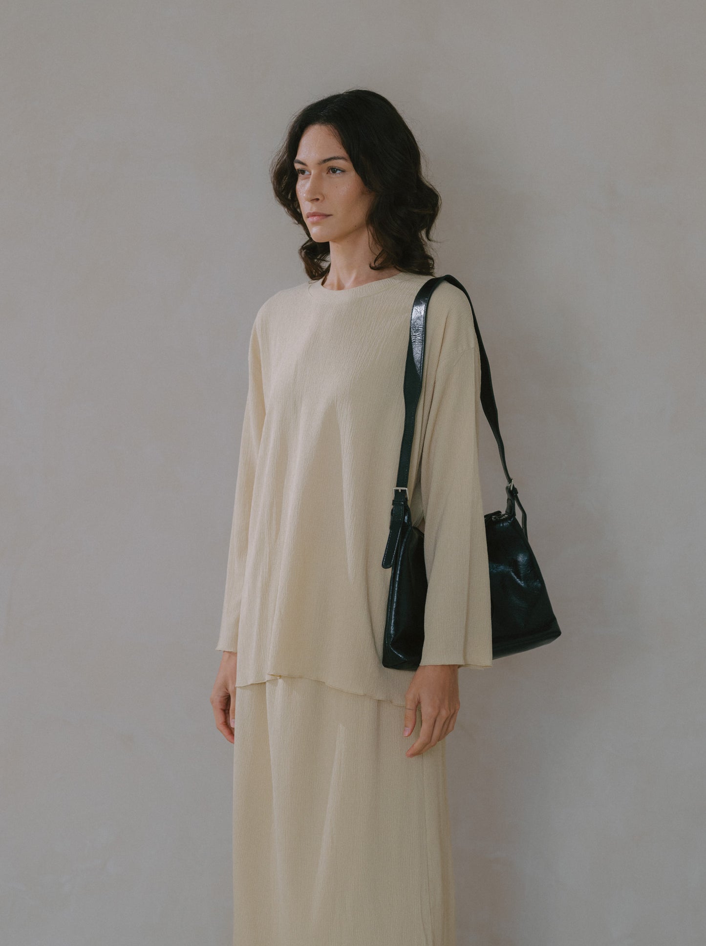 Pleat Long Sleeve Top