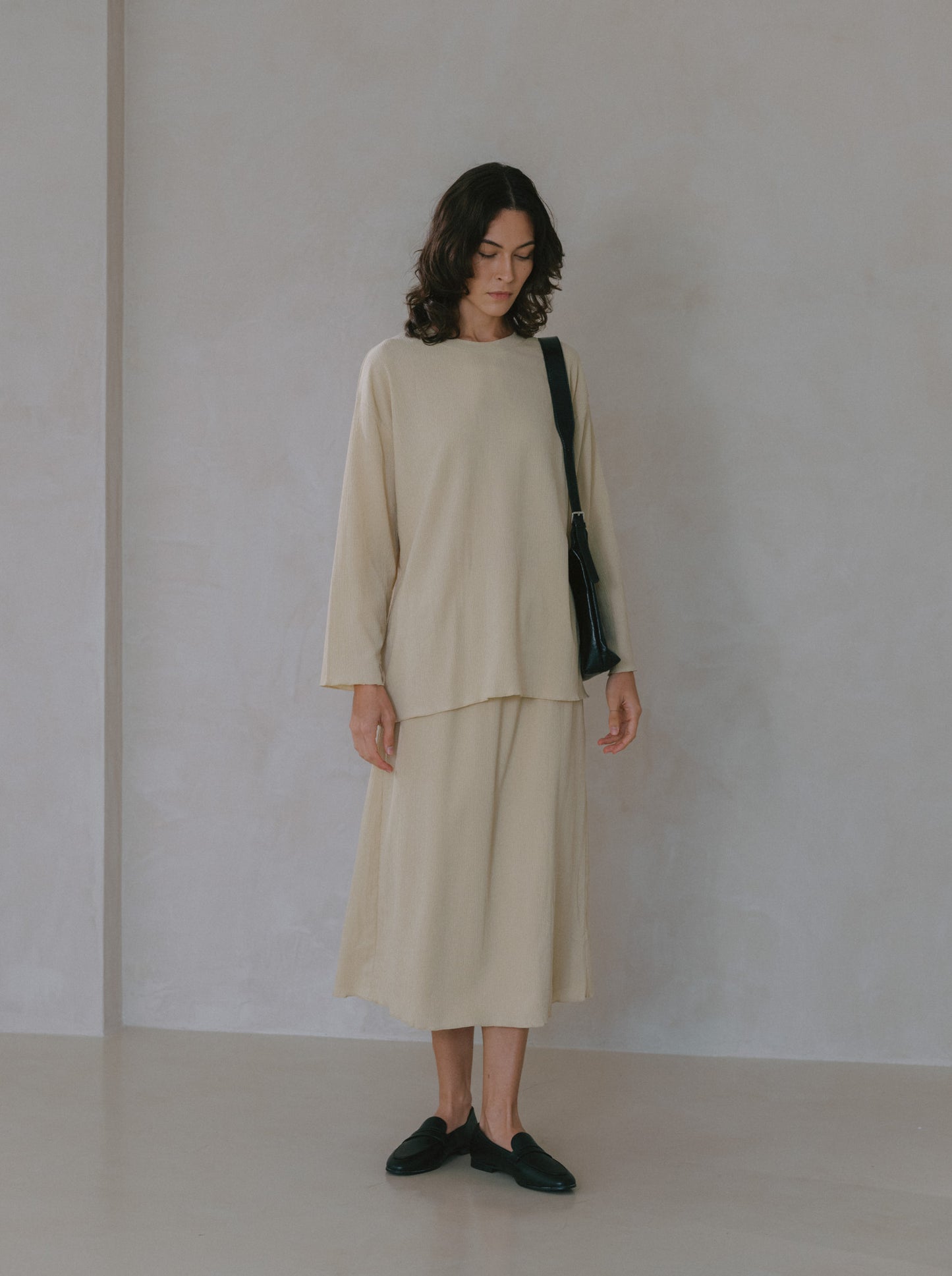 Pleat Long Sleeve Top