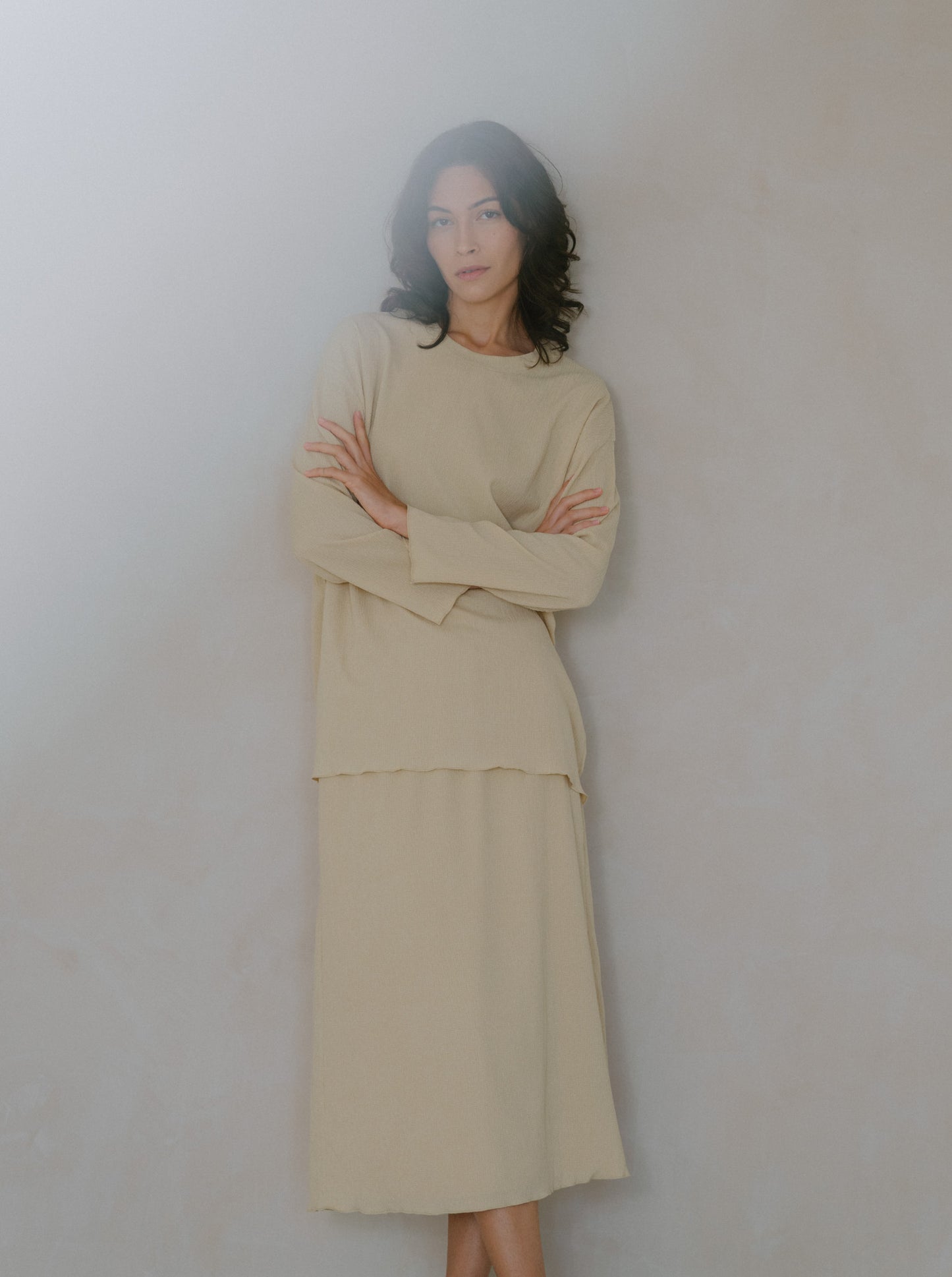 Pleat Long Sleeve Top