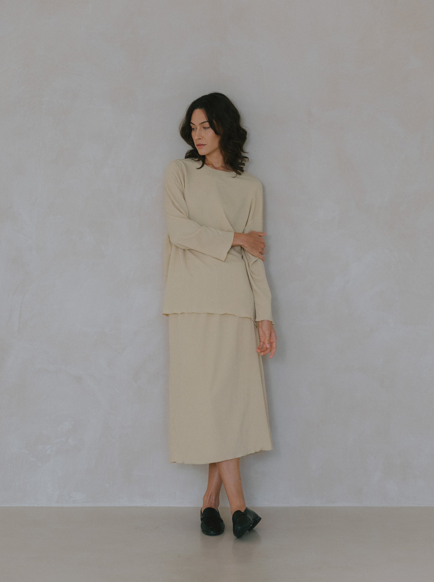Pleat Long Sleeve Top