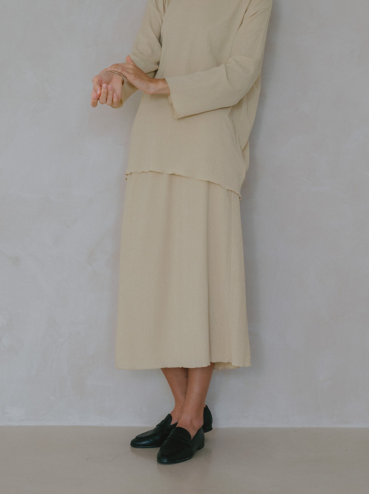 Pleat Long Sleeve Top