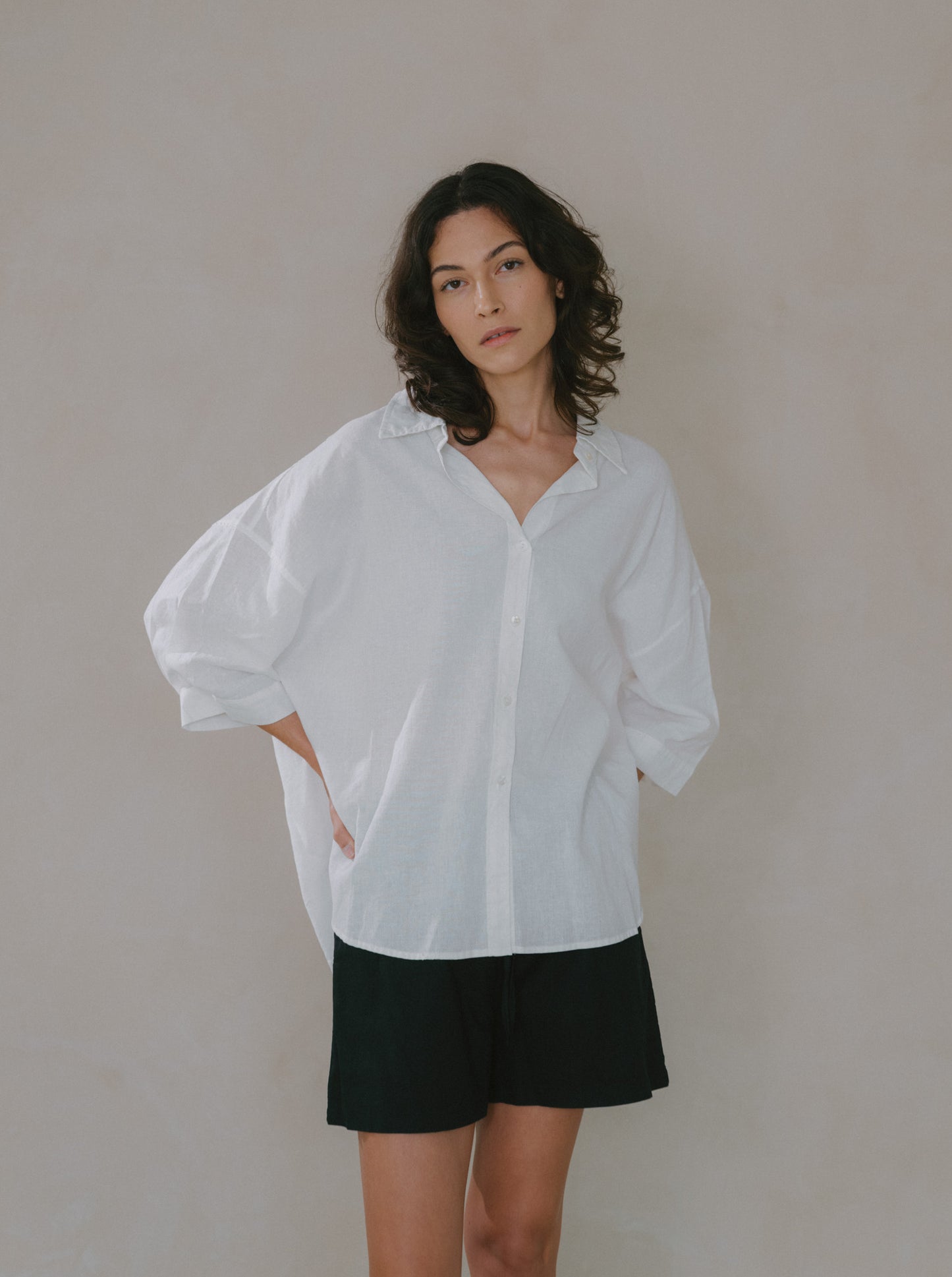 Quarter Sleeve Ramie Shirt