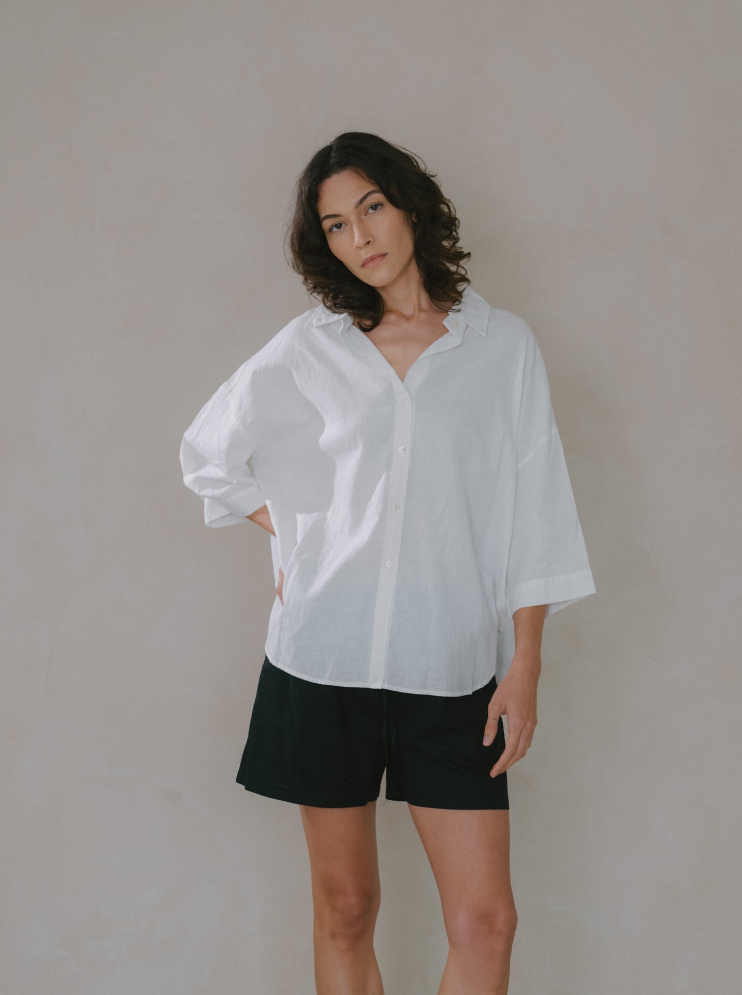 Quarter Sleeve Ramie Shirt