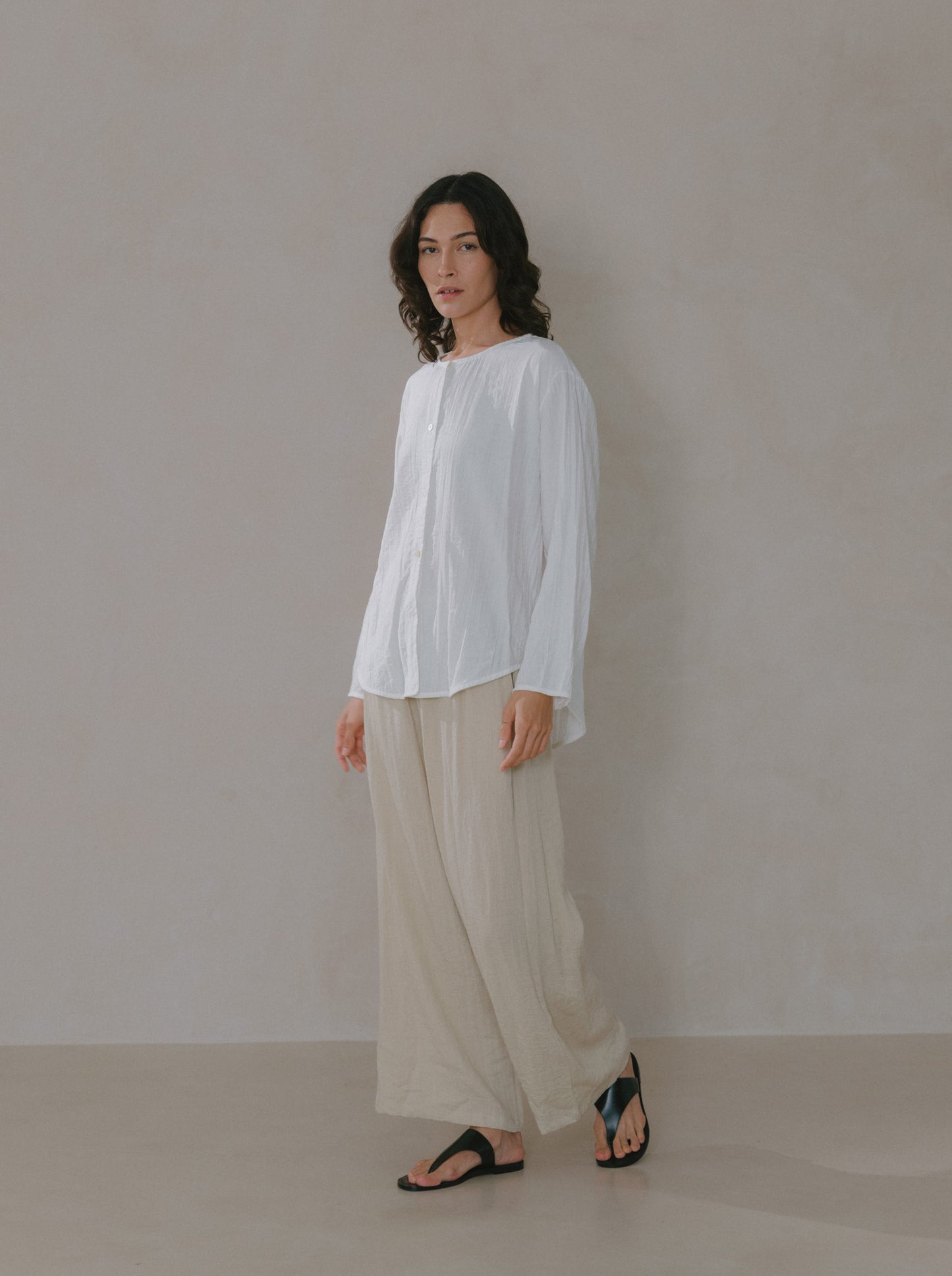 Crinkled Long Sleeve Top