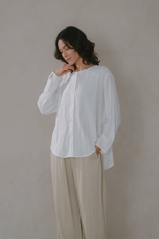 Crinkled Long Sleeve Top