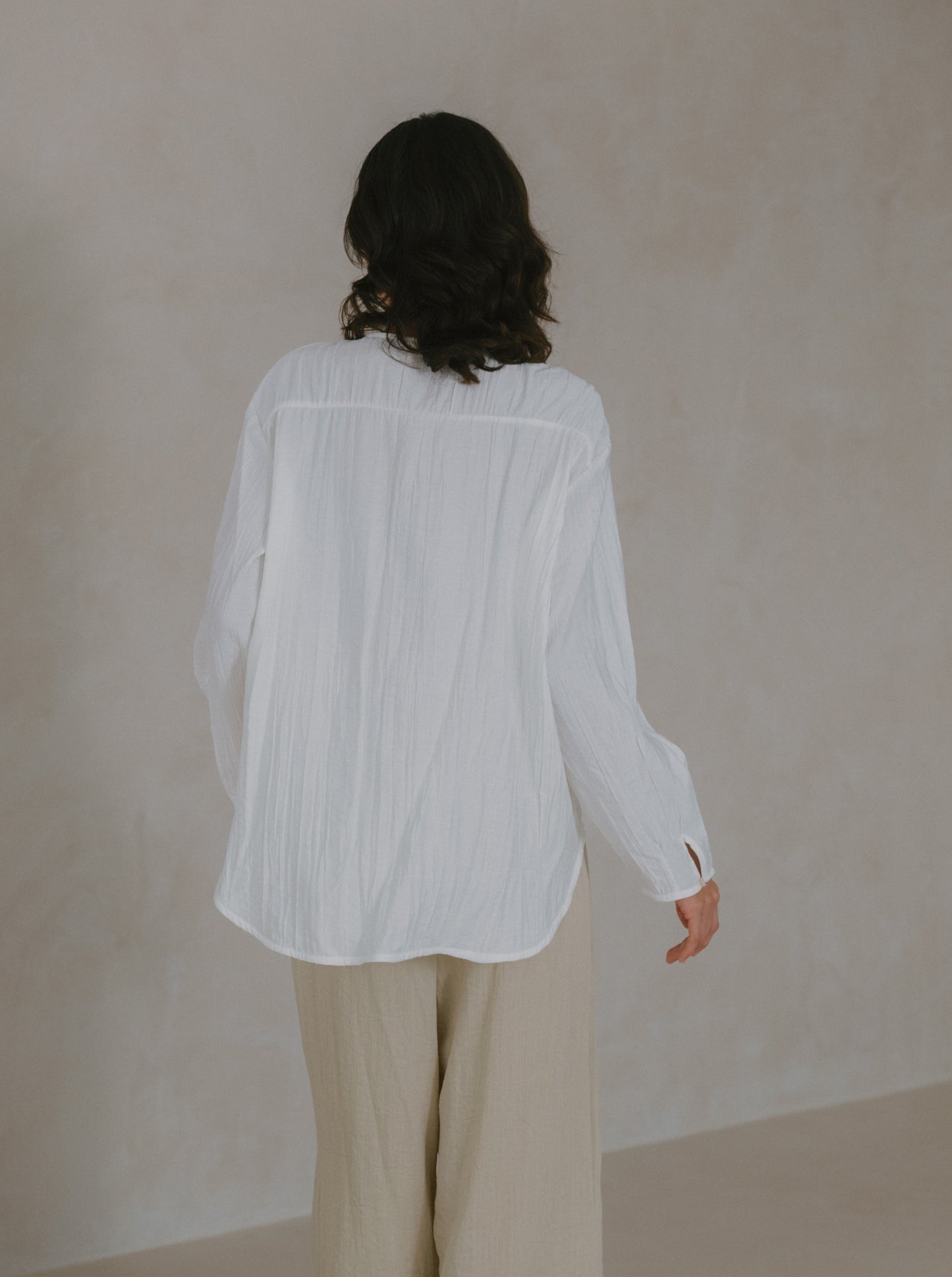 Crinkled Long Sleeve Top