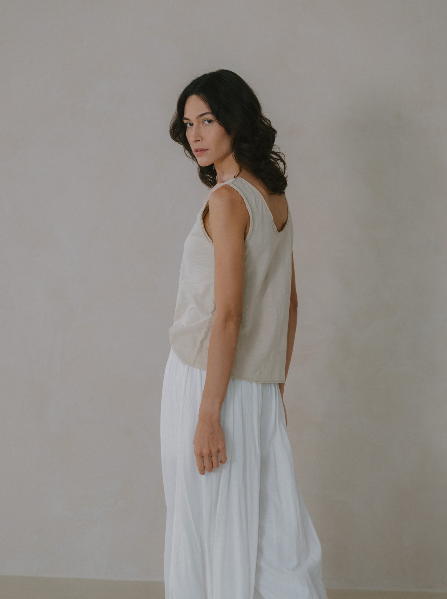 Pleated Linen Flare Palazzo
