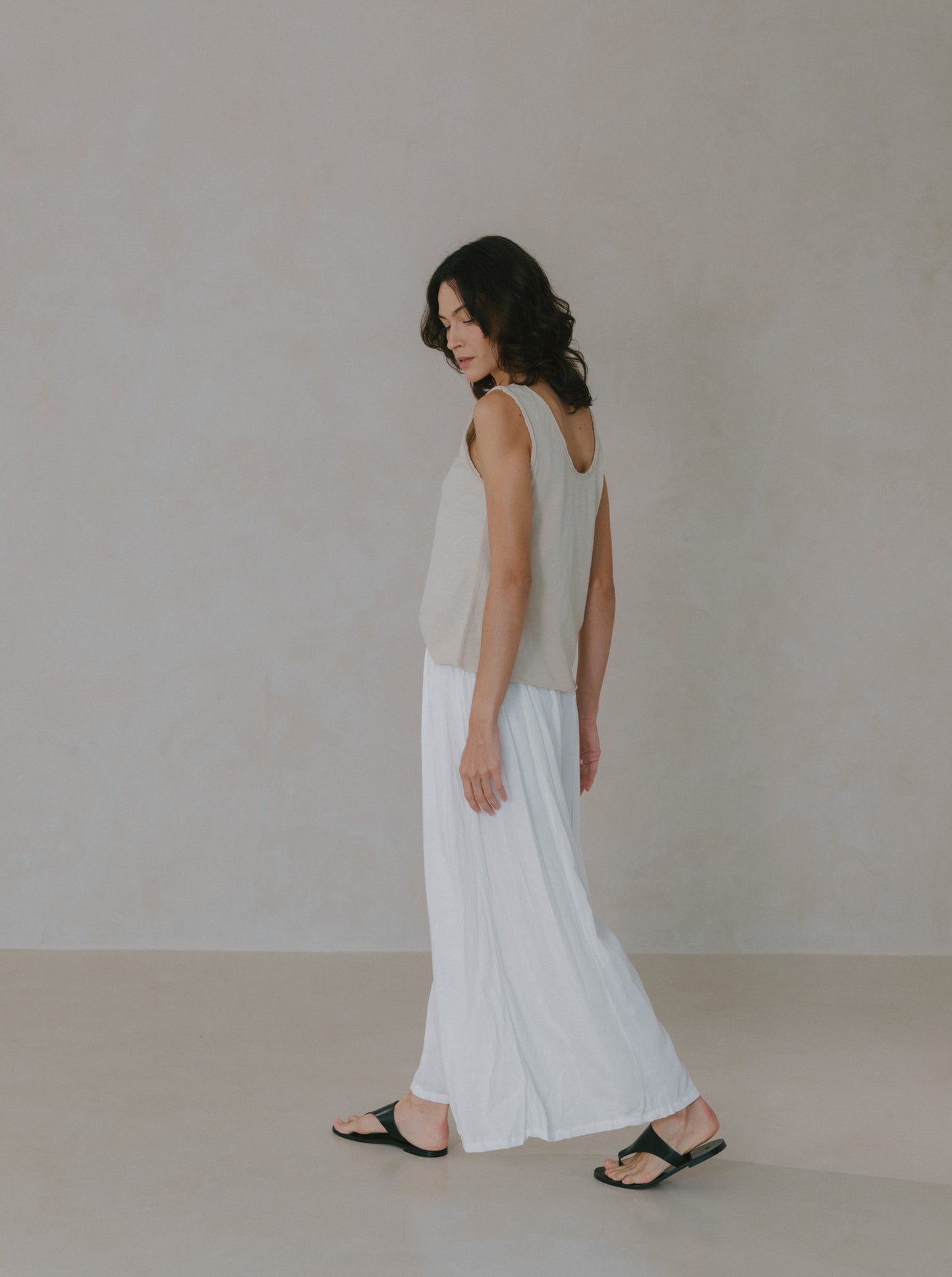 Pleated Linen Flare Palazzo