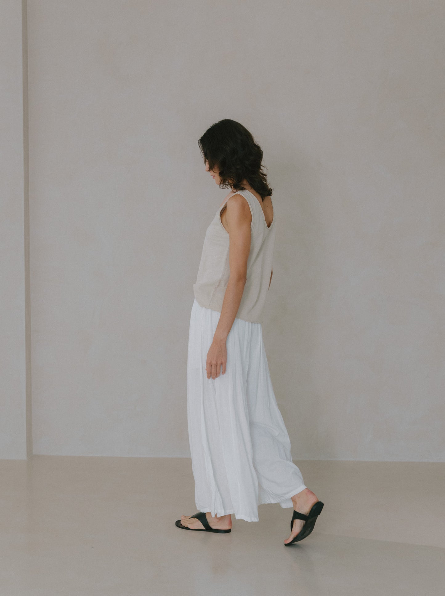 Pleated Linen Flare Palazzo