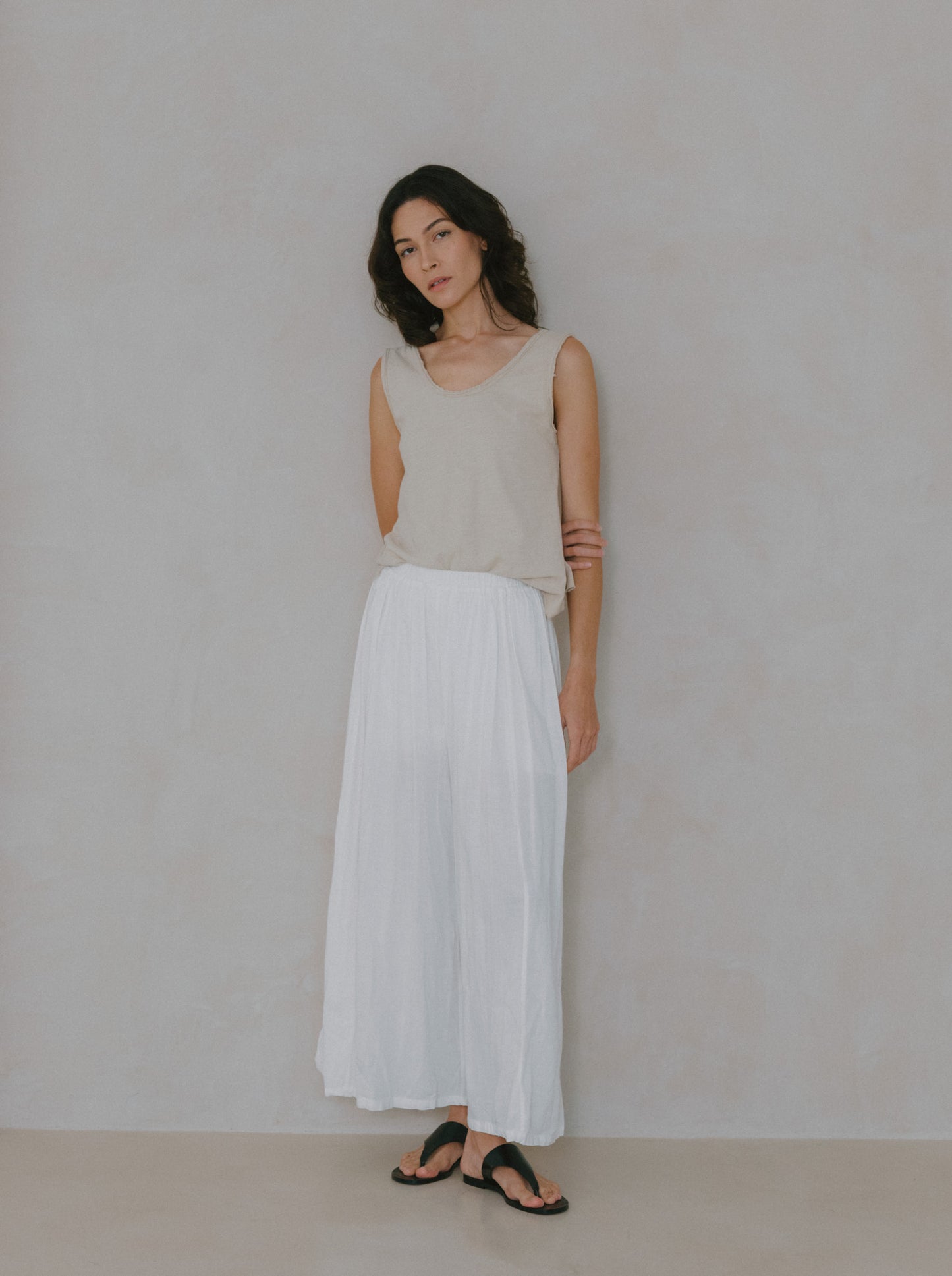 Pleated Linen Flare Palazzo