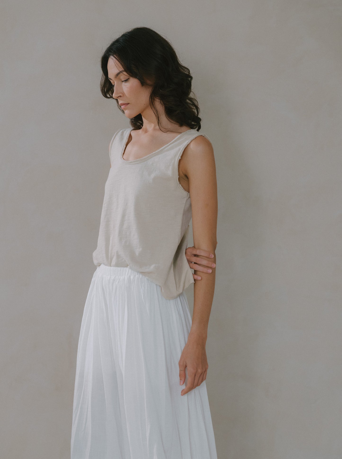 Pleated Linen Flare Palazzo