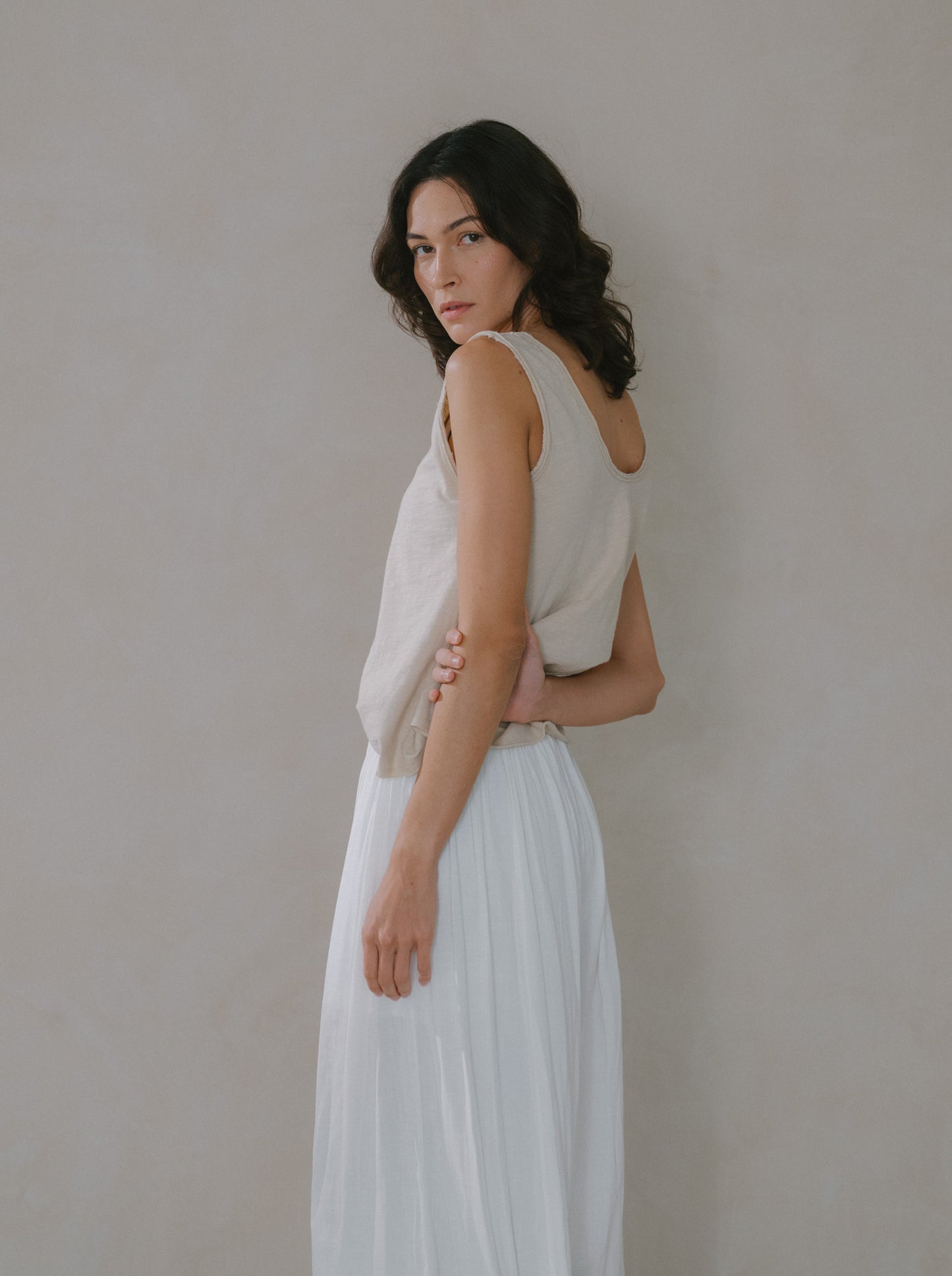 Pleated Linen Flare Palazzo