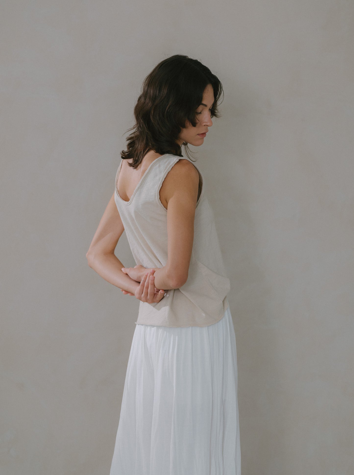 Pleated Linen Flare Palazzo