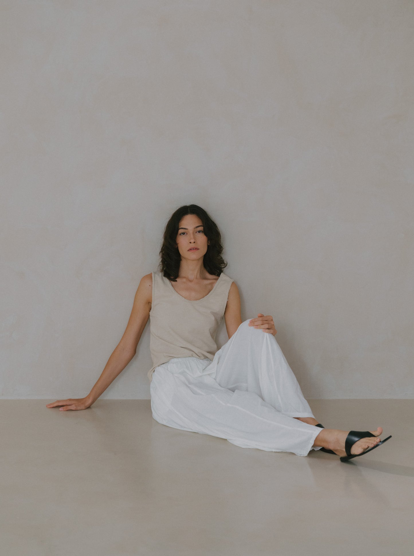 Pleated Linen Flare Palazzo