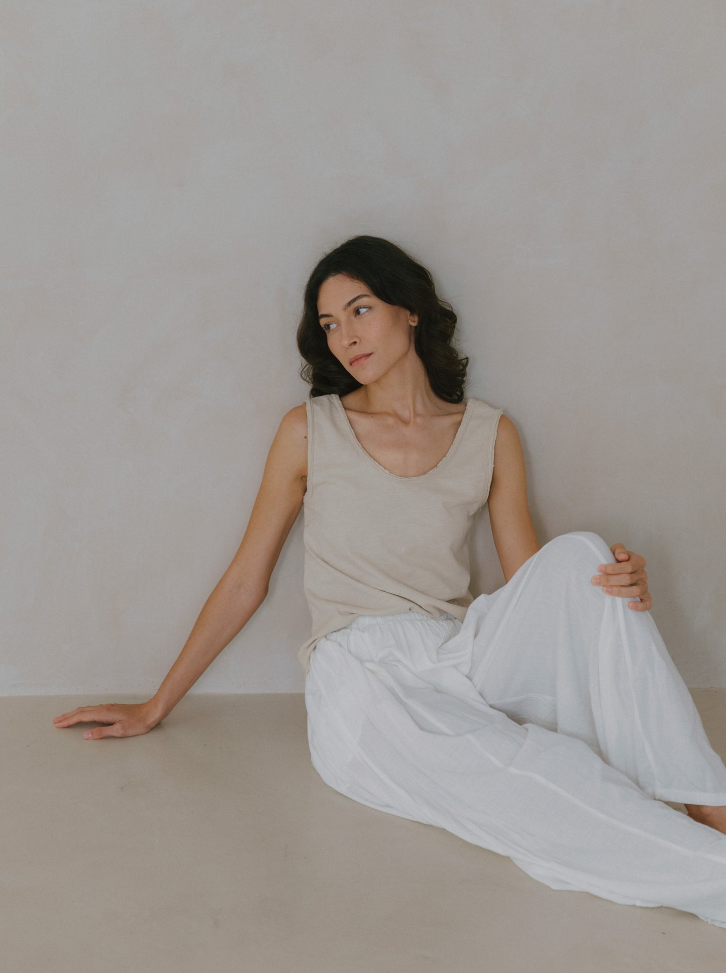 Pleated Linen Flare Palazzo