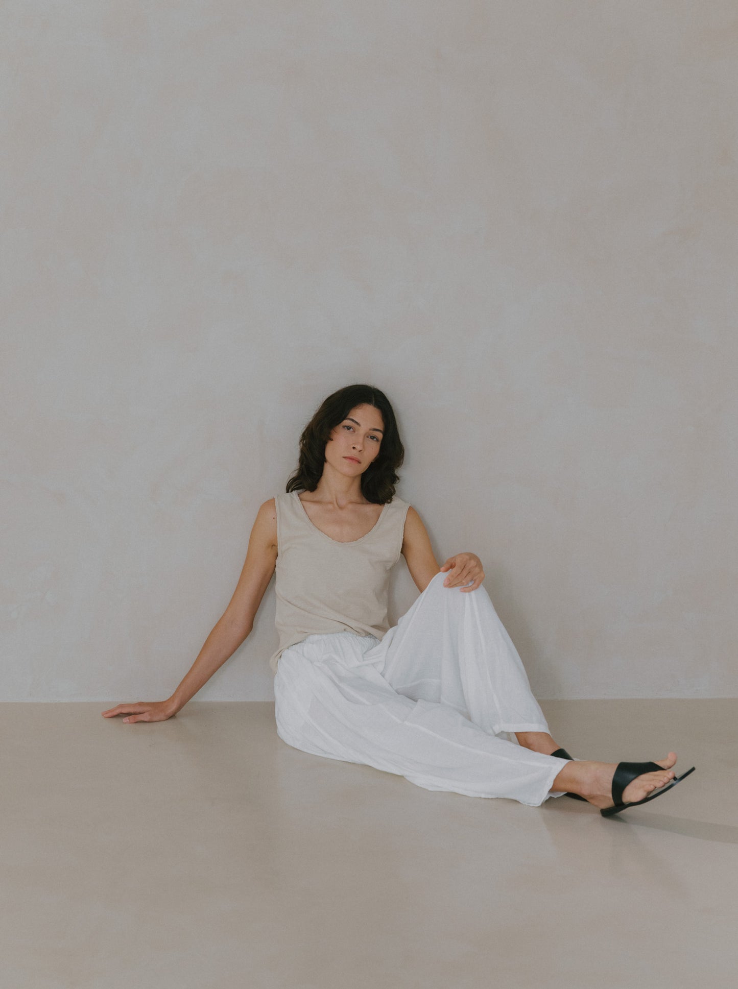 Pleated Linen Flare Palazzo