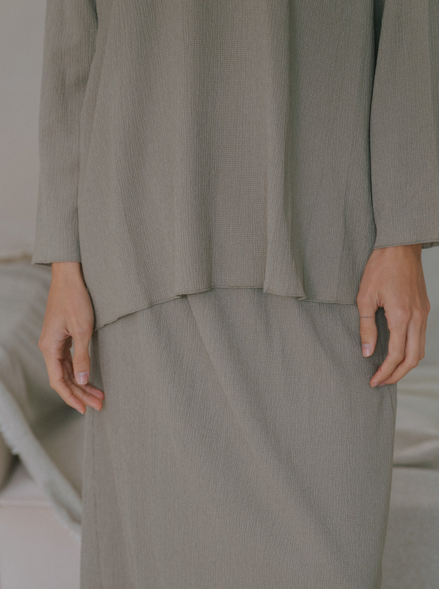 Pleat Long Sleeve Top