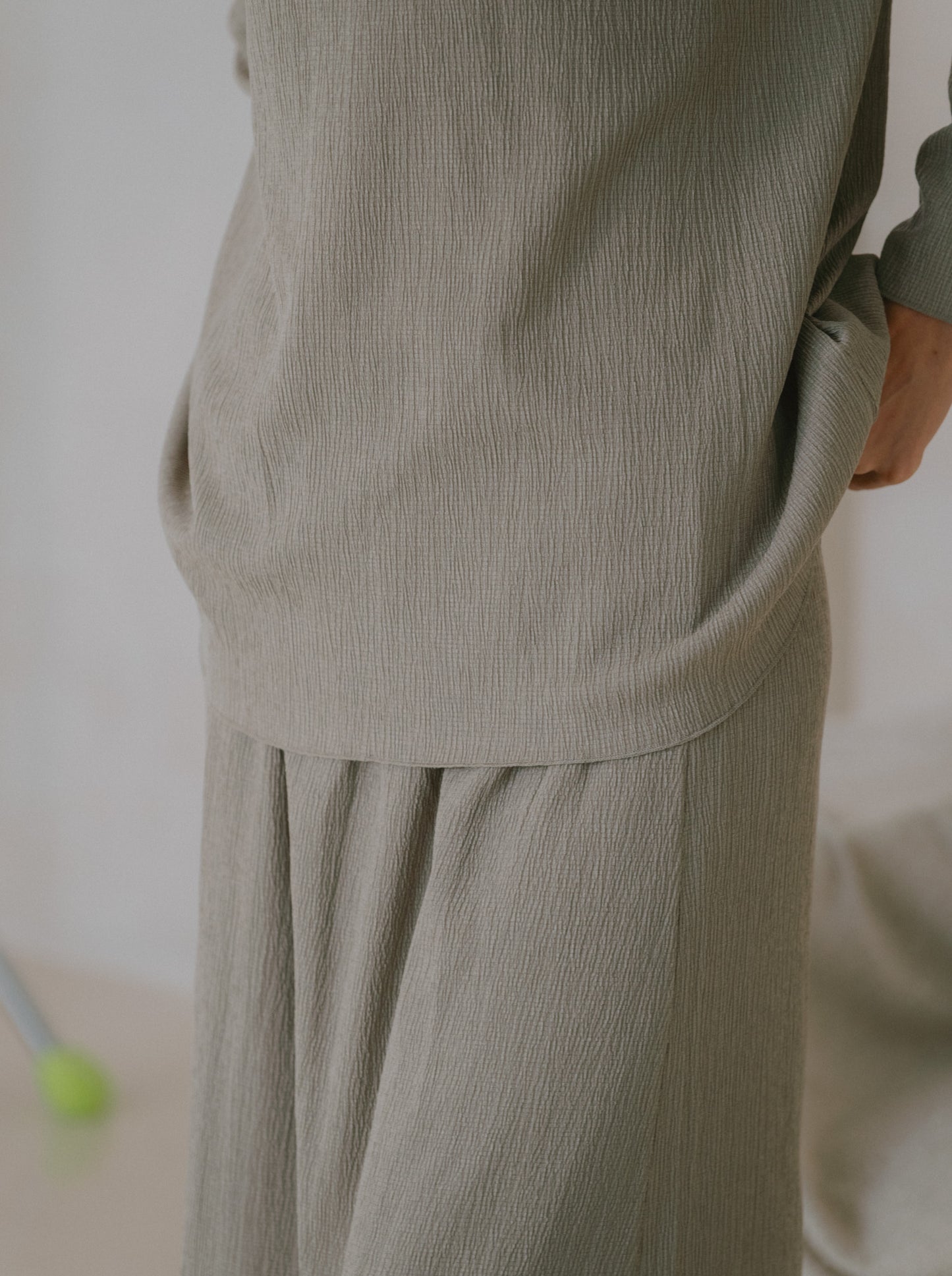 Pleat Long Sleeve Top