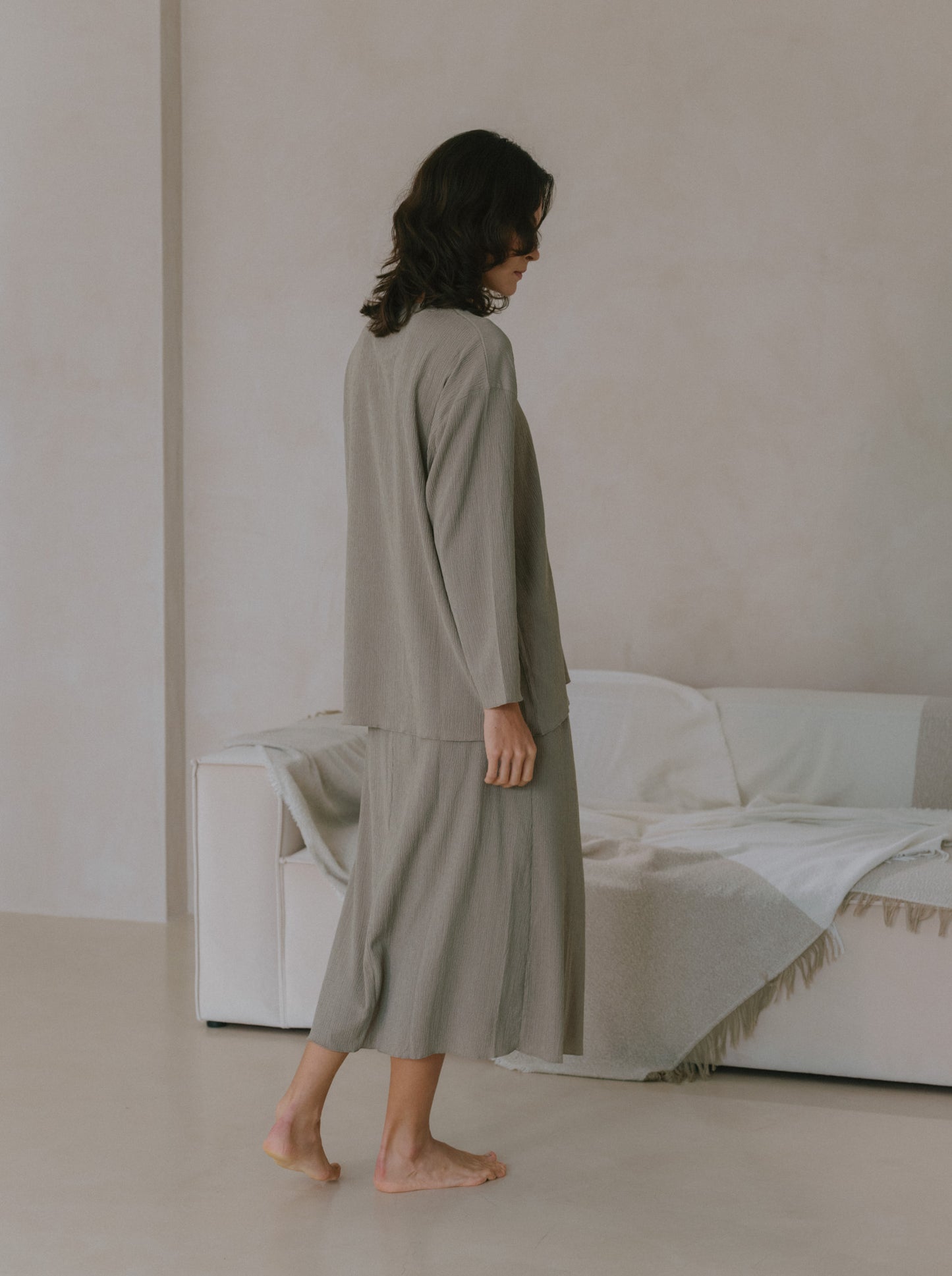 Pleat Long Sleeve Top