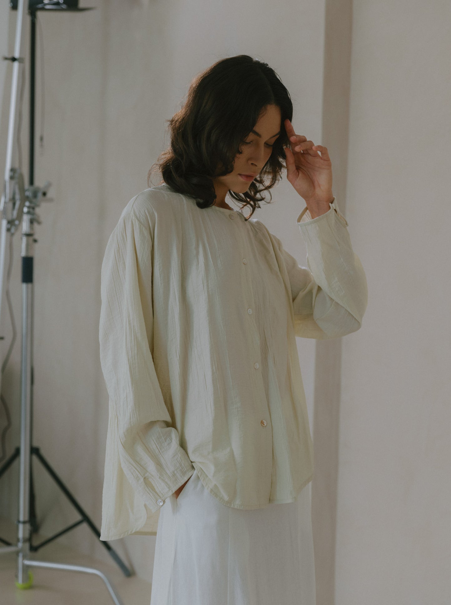 Crinkled Long Sleeve Top