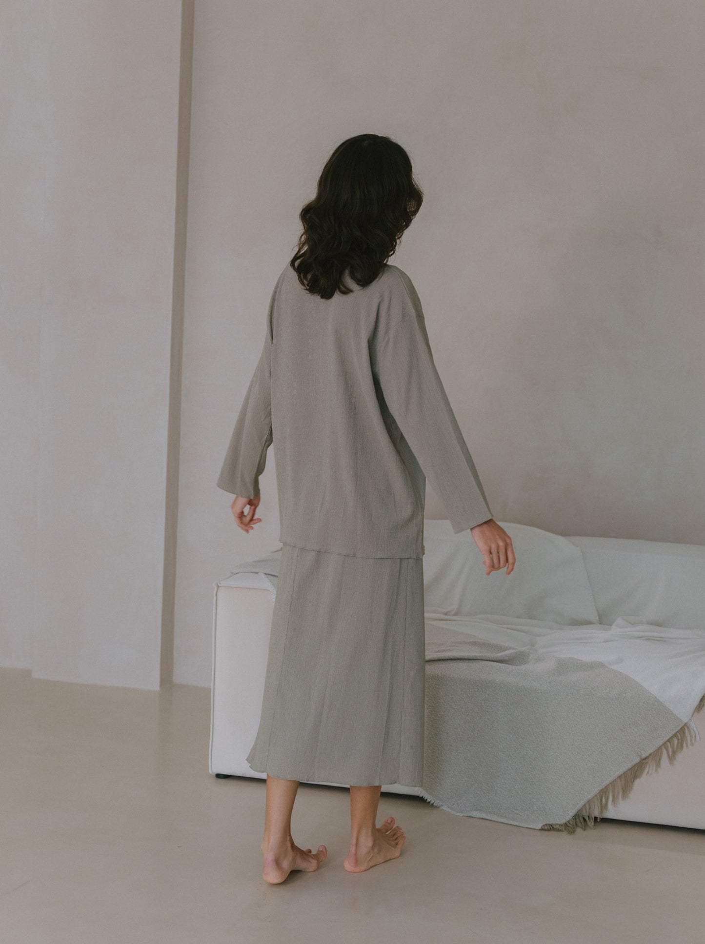 Pleat Long Sleeve Top