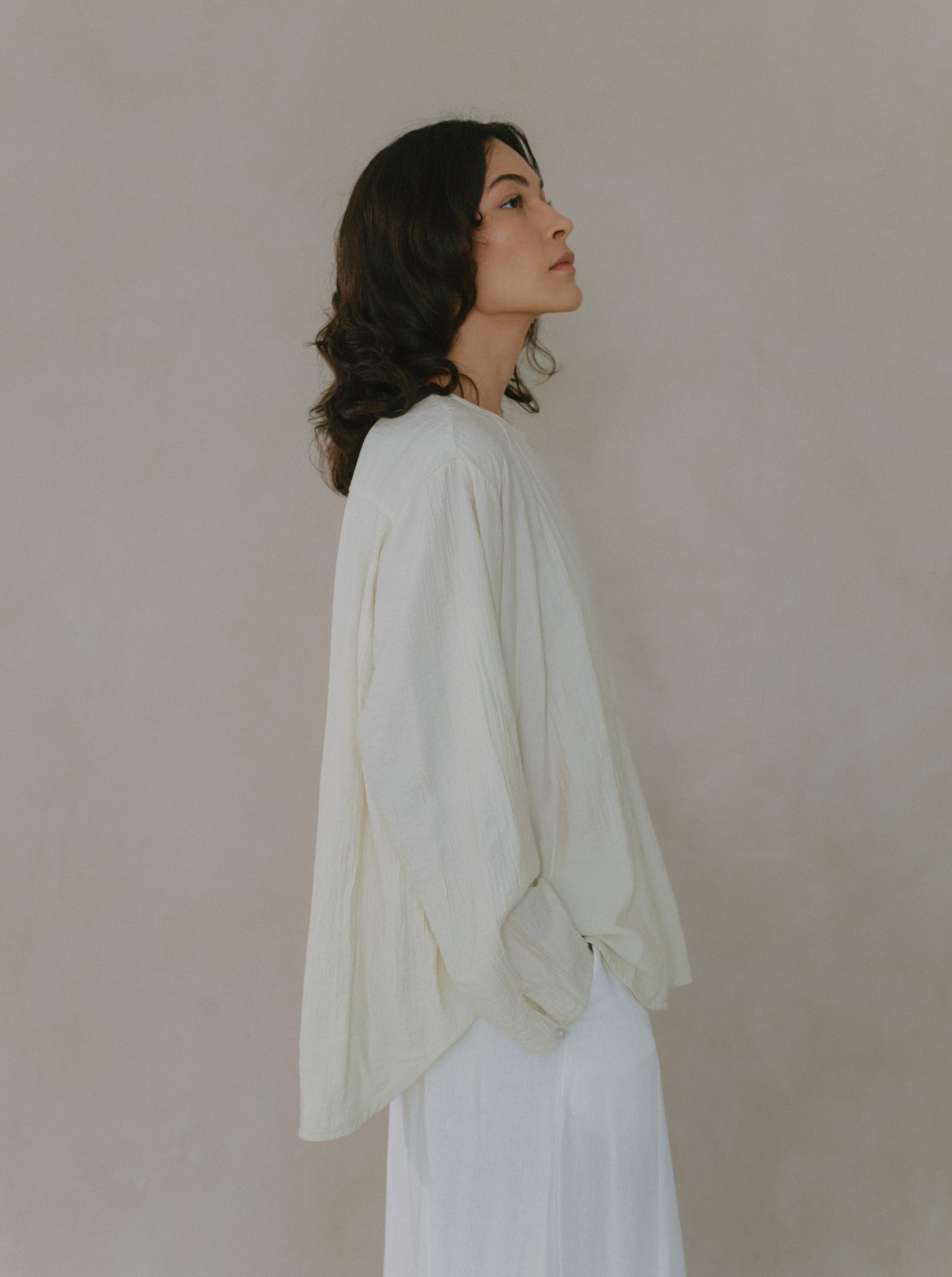 Crinkled Long Sleeve Top