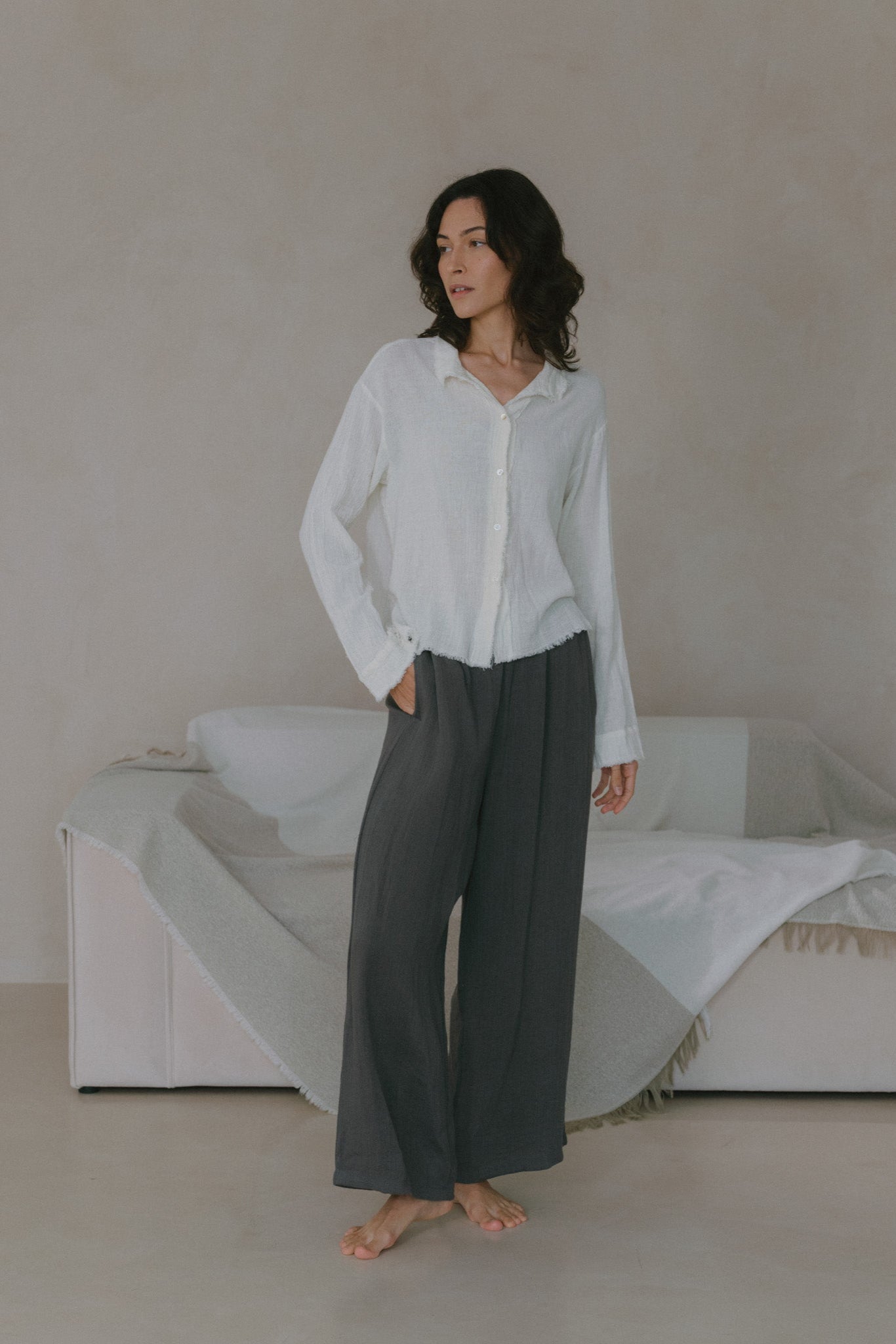 Elasticated Flare Trousers