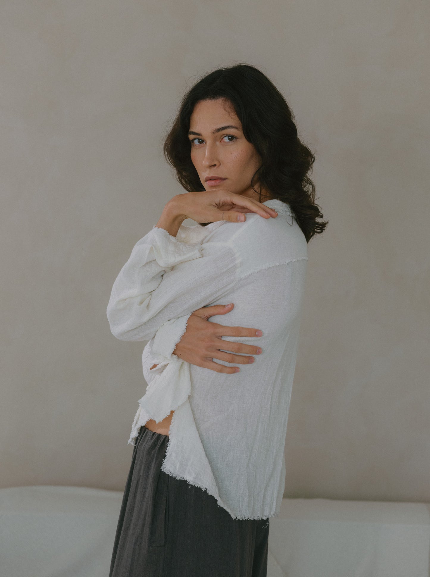 Elasticated Flare Trousers