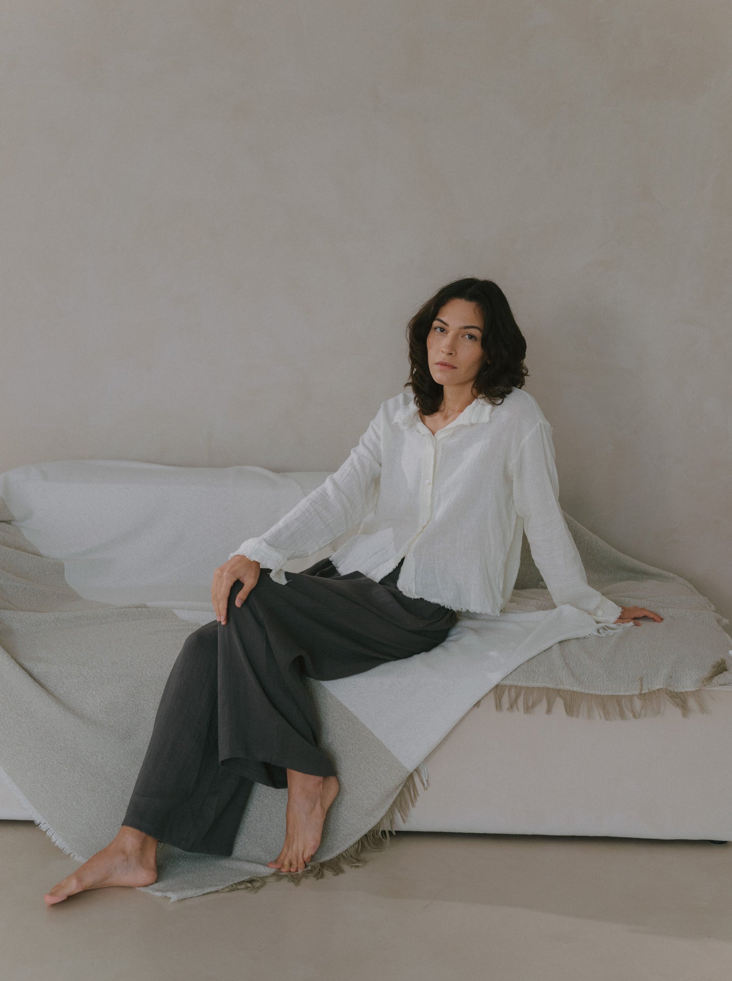 Elasticated Flare Trousers