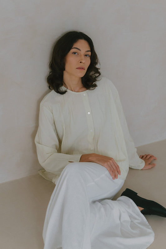 Crinkled Long Sleeve Top