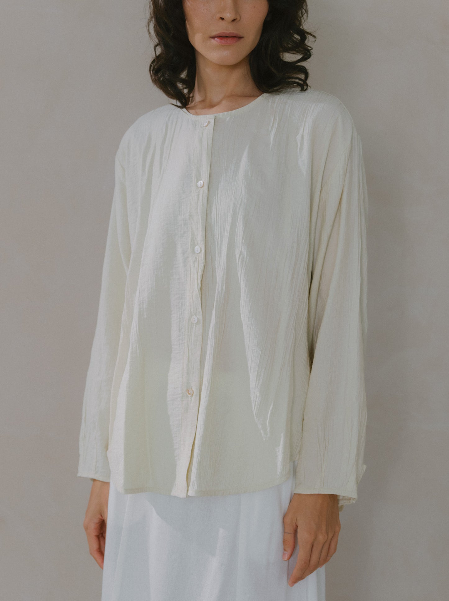Crinkled Long Sleeve Top