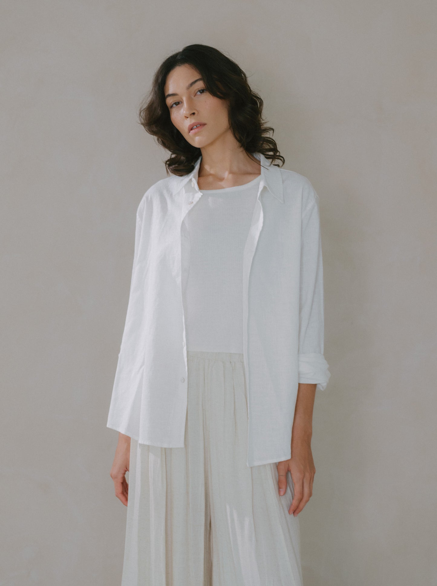 Pleated Linen Flare Palazzo