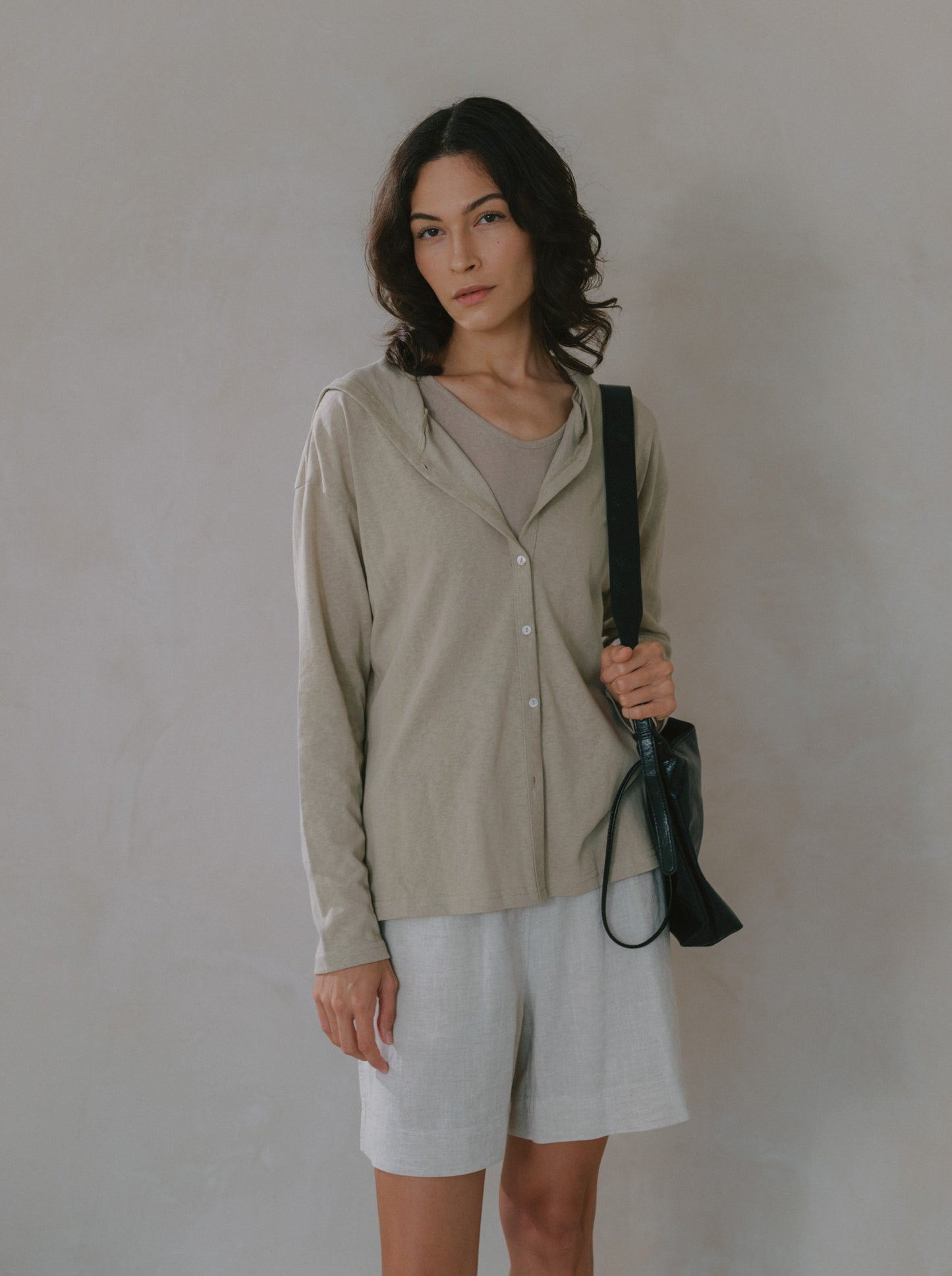 Hooded Button Top