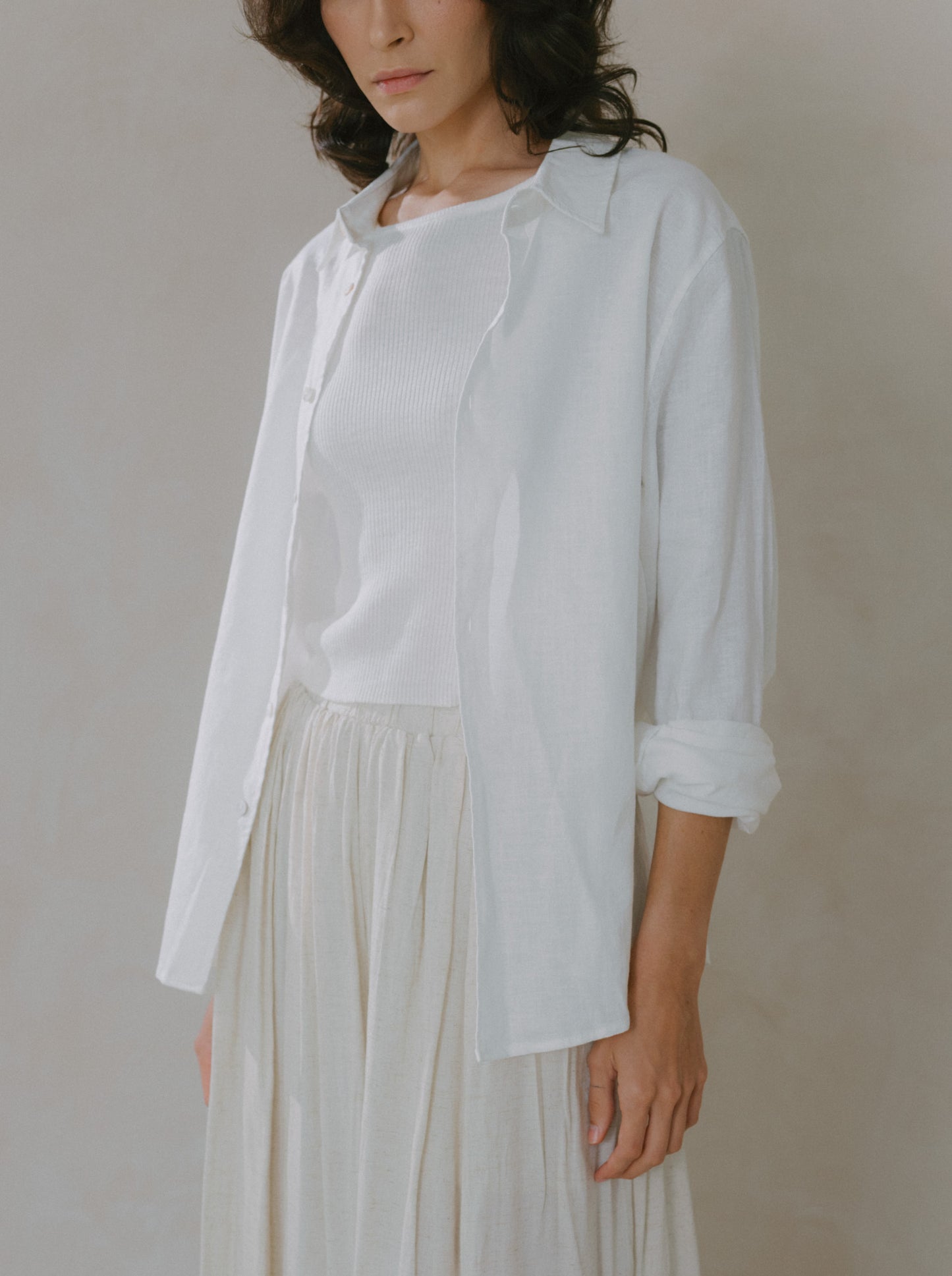 Pleated Linen Flare Palazzo