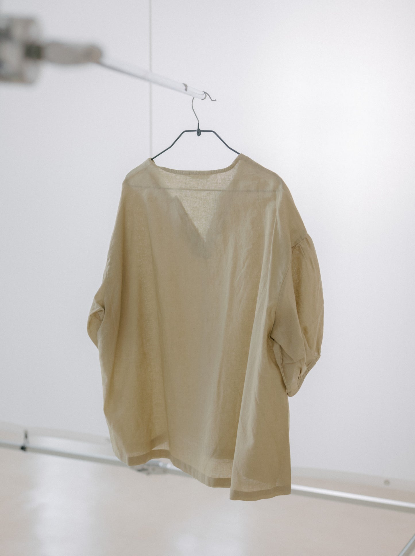 Ruffle Neck Linen Top