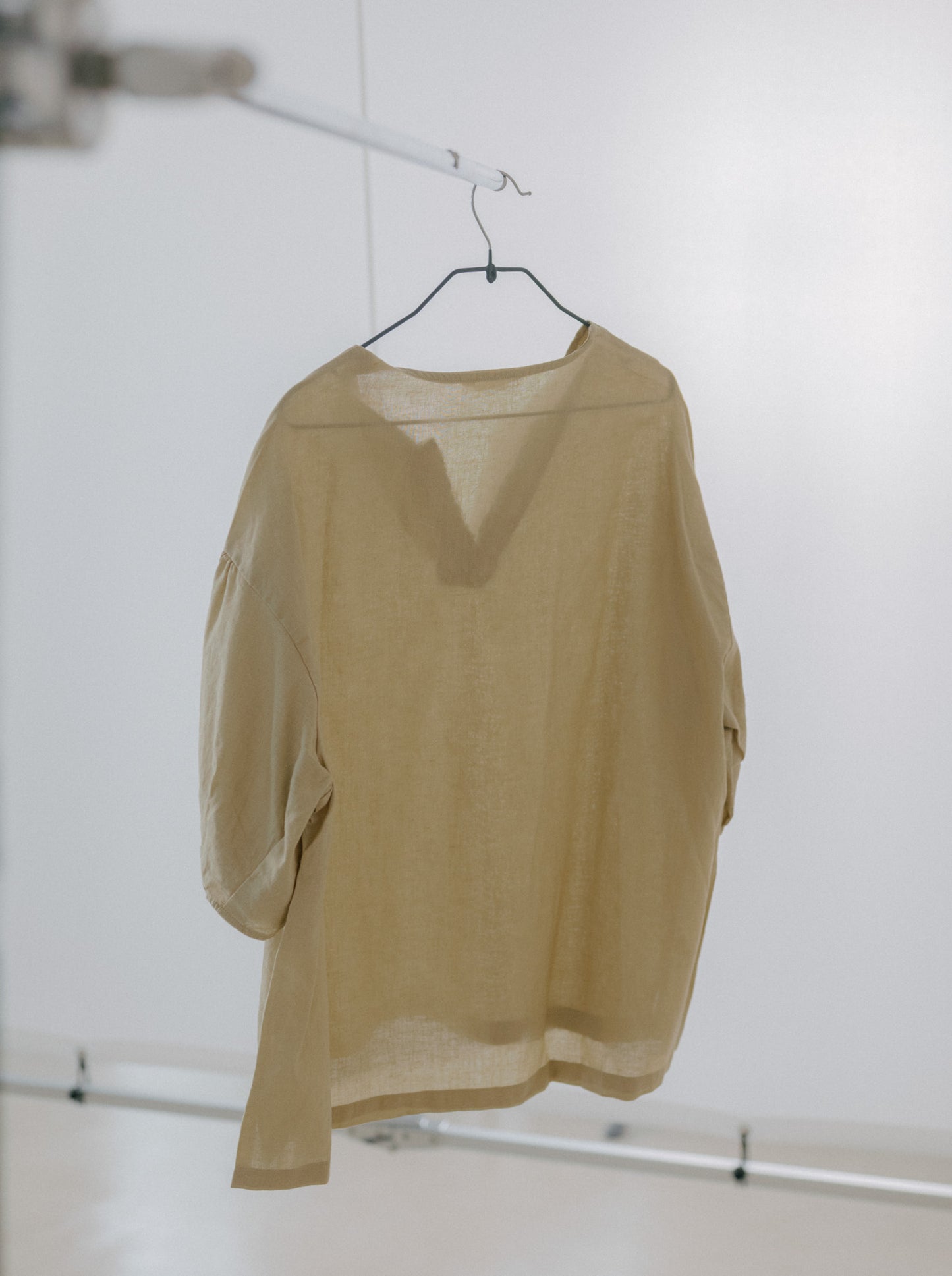 Ruffle Neck Linen Top