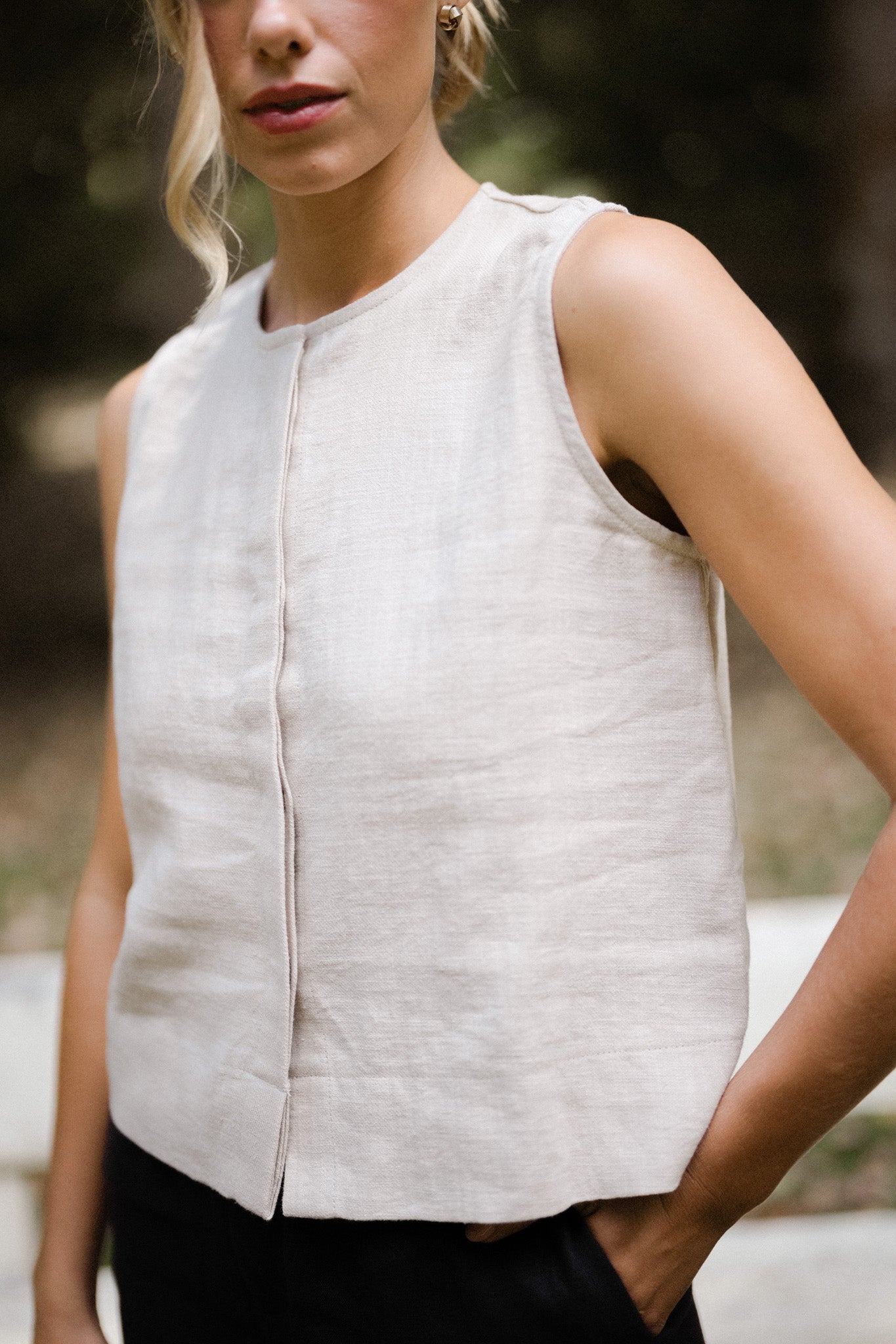Sleeveless Linen Top
