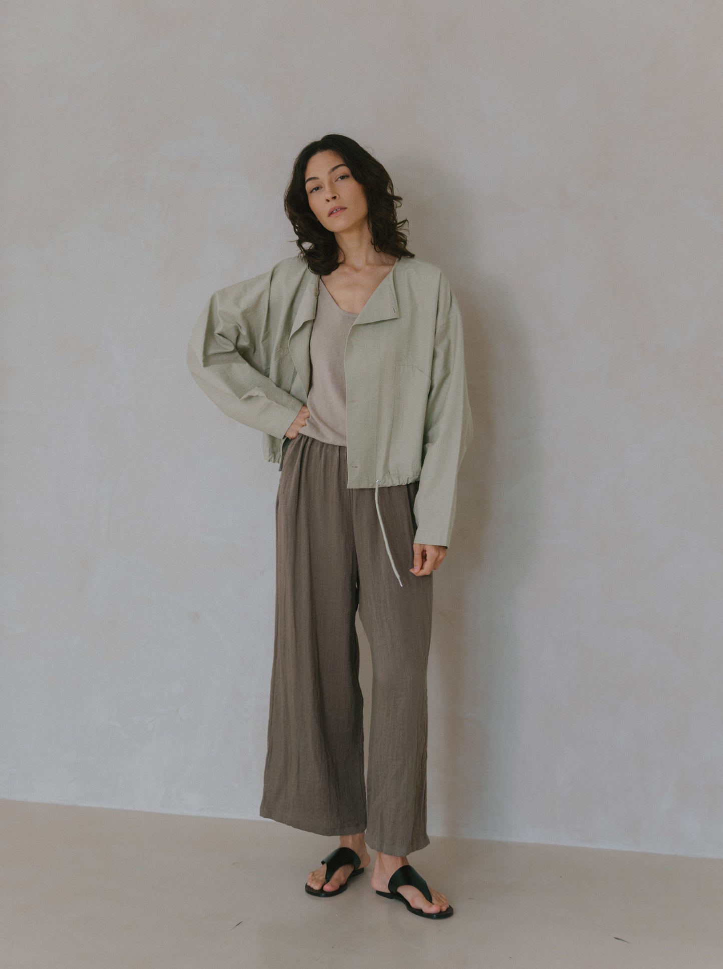 Elasticated Flare Trousers
