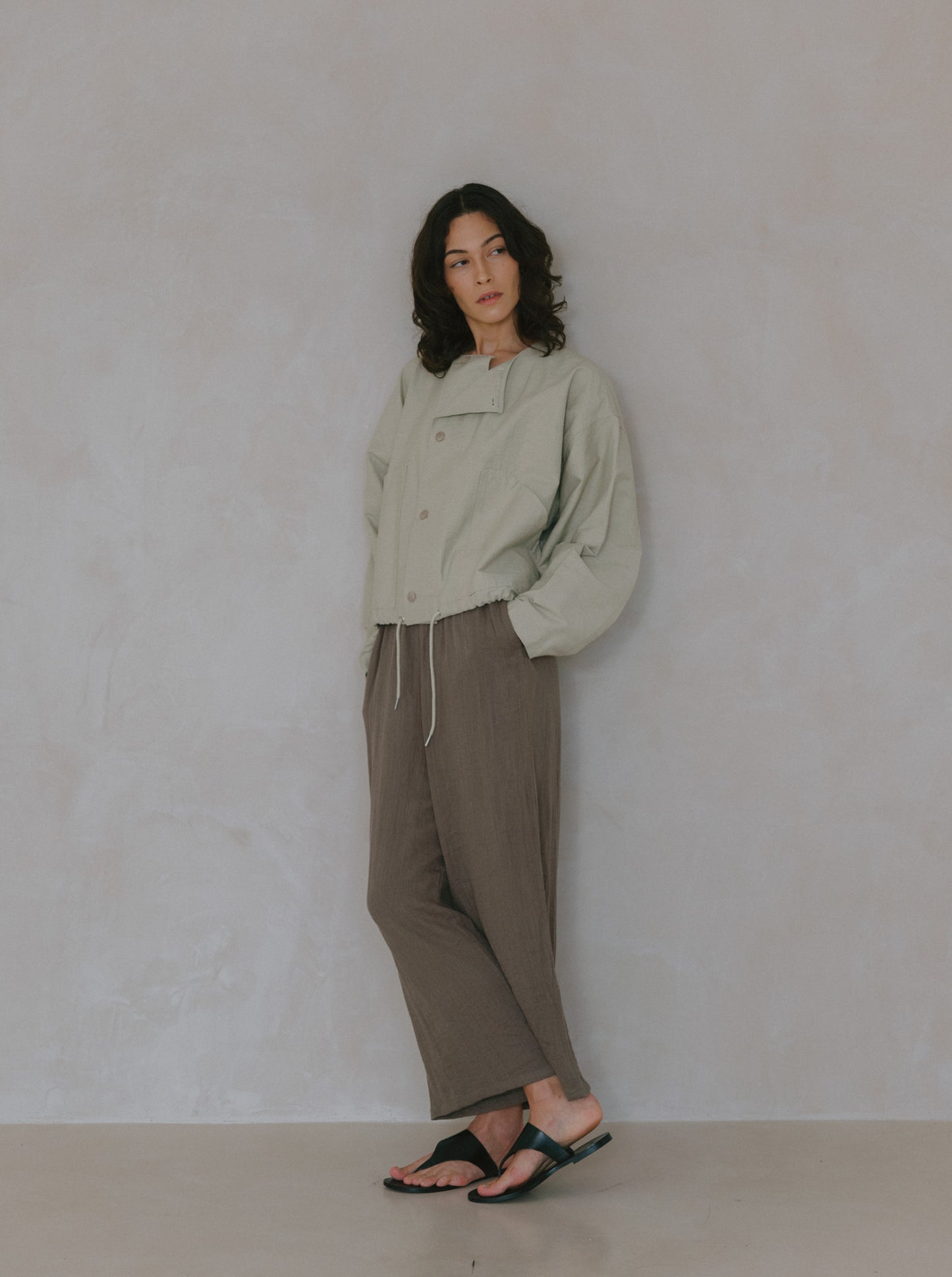 Elasticated Flare Trousers