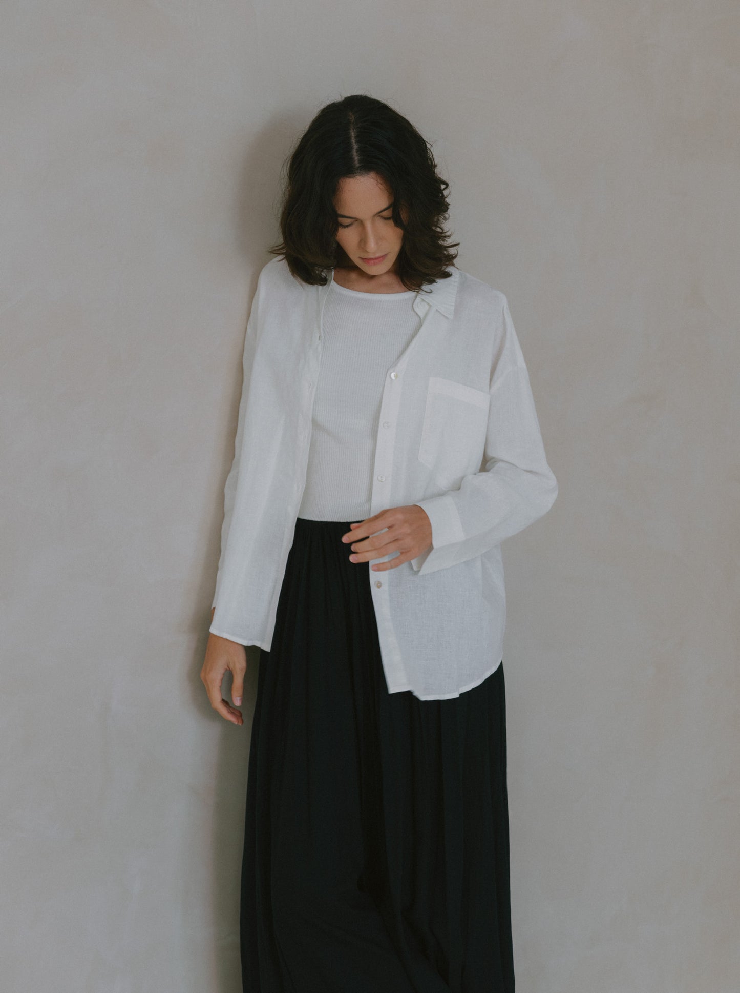 Pleated Linen Flare Palazzo