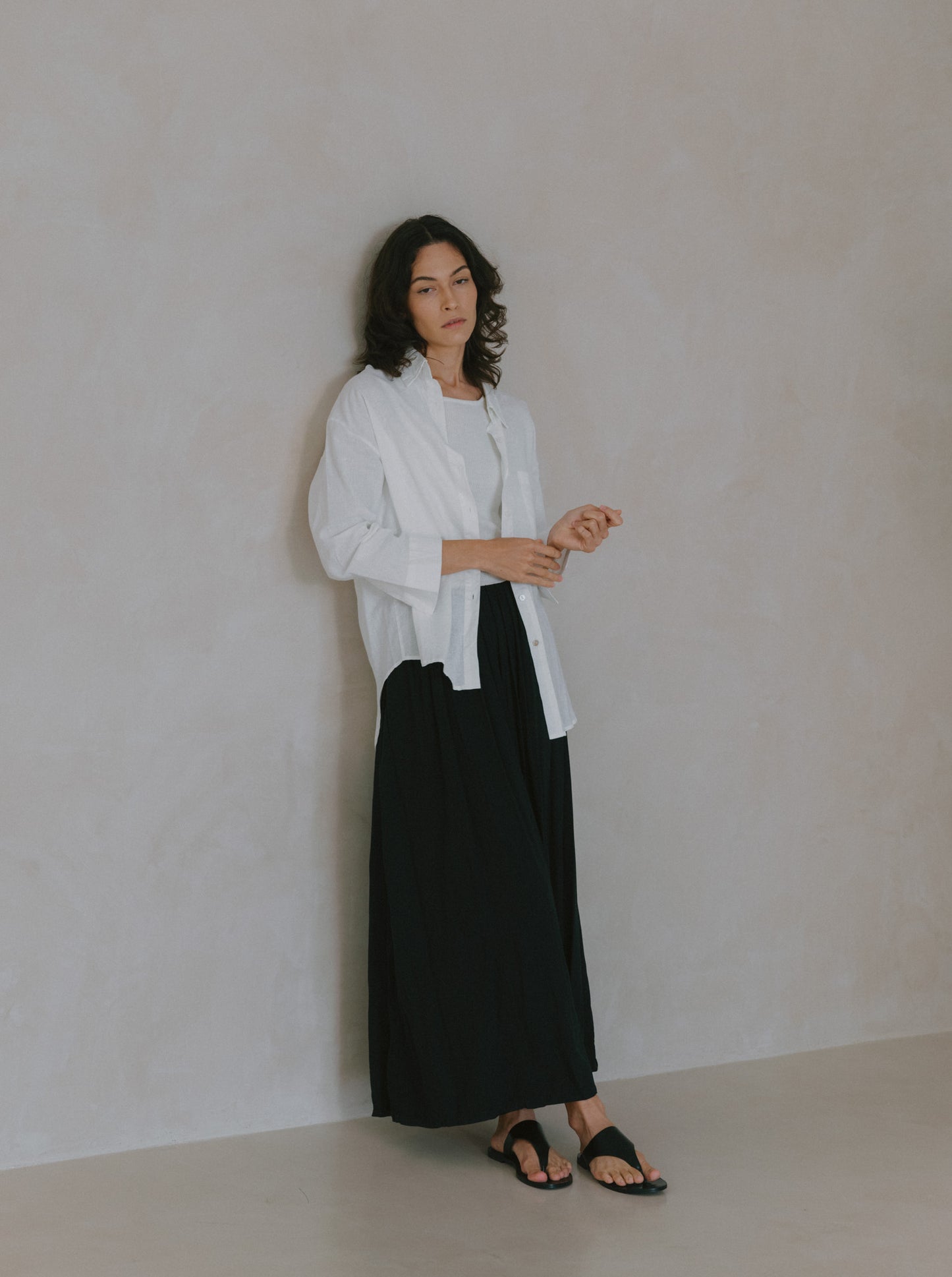 Pleated Linen Flare Palazzo