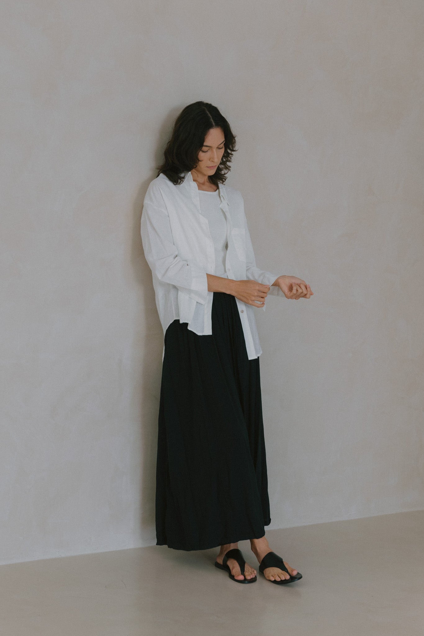 Pleated Linen Flare Palazzo