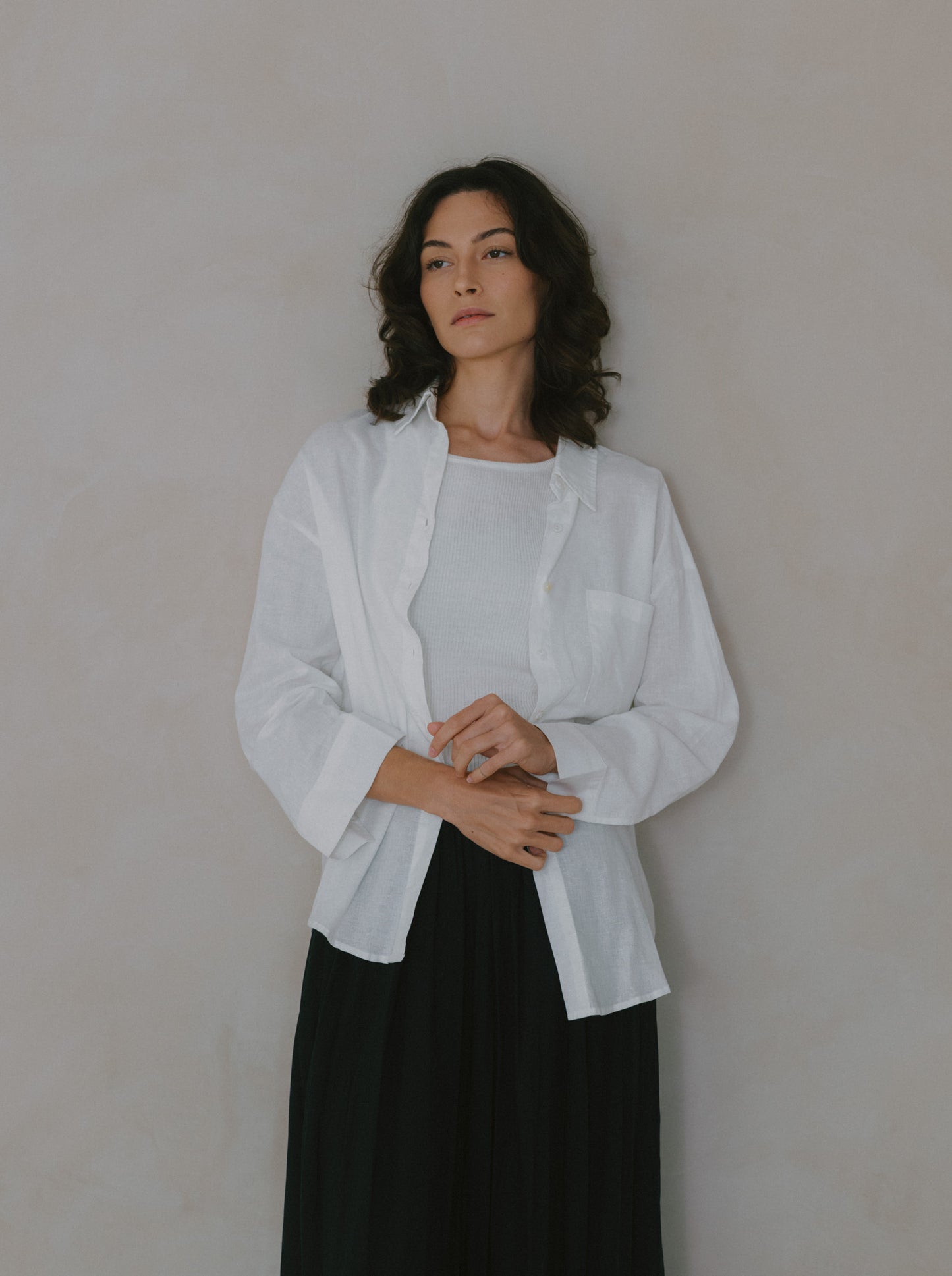 Pleated Linen Flare Palazzo