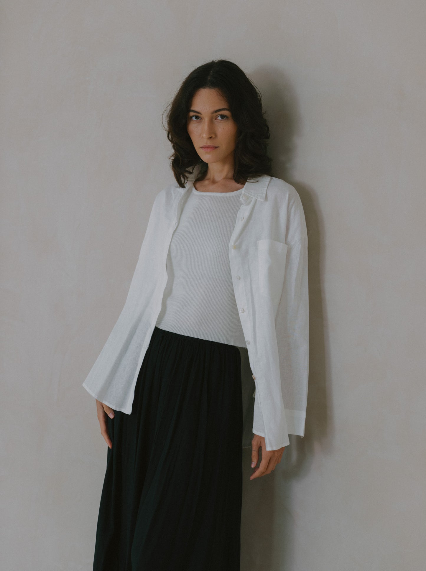 Pleated Linen Flare Palazzo