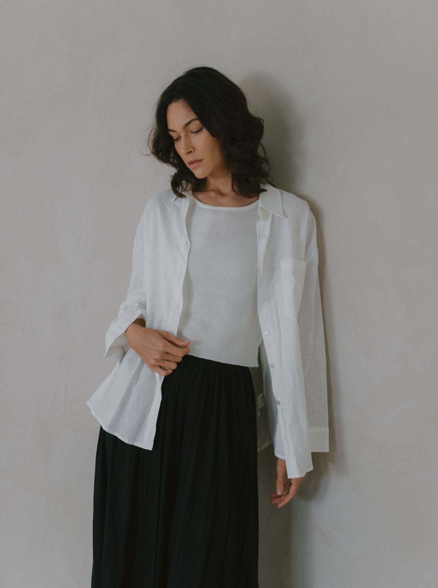 Pleated Linen Flare Palazzo