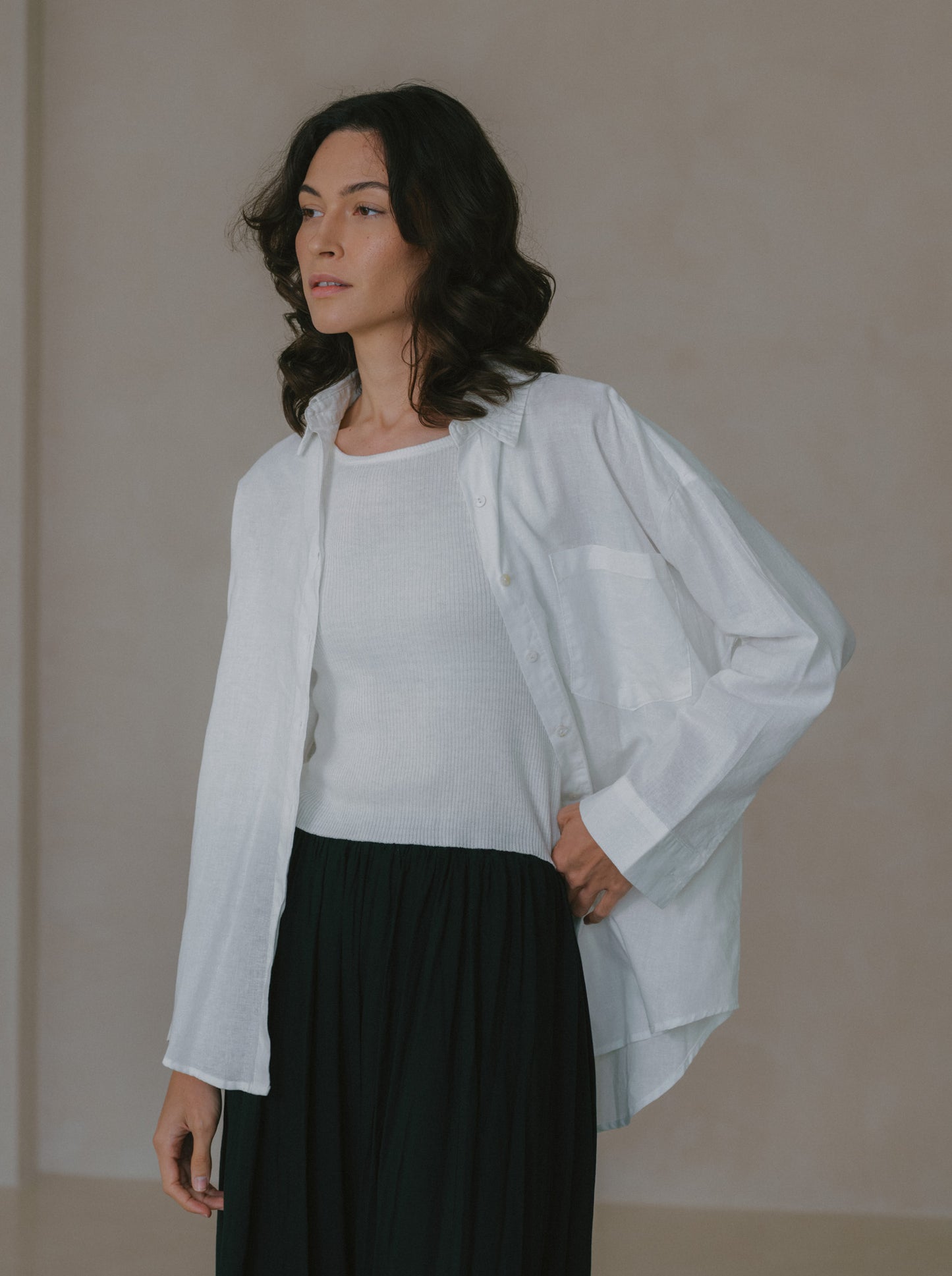 Pleated Linen Flare Palazzo