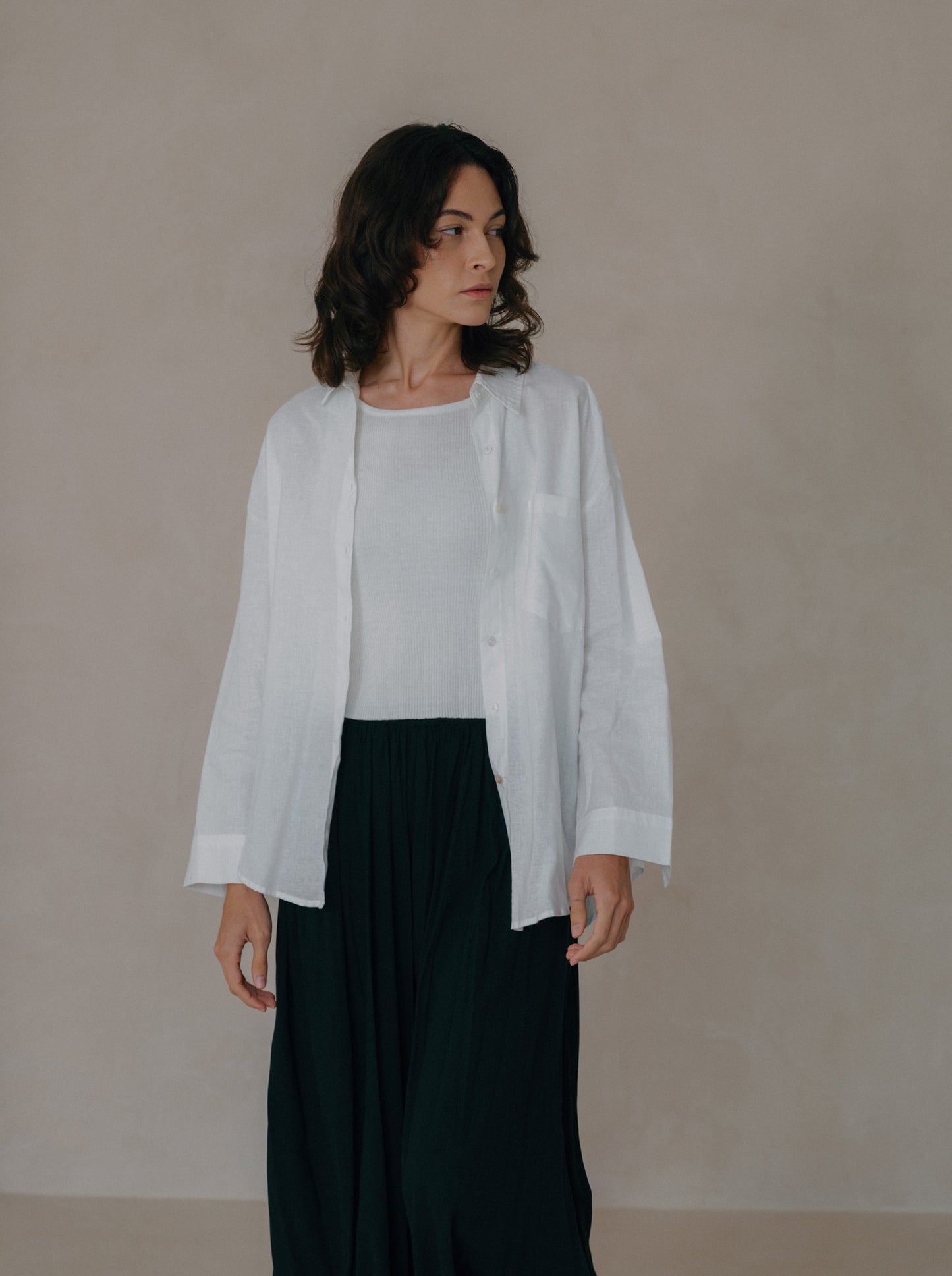 Pleated Linen Flare Palazzo
